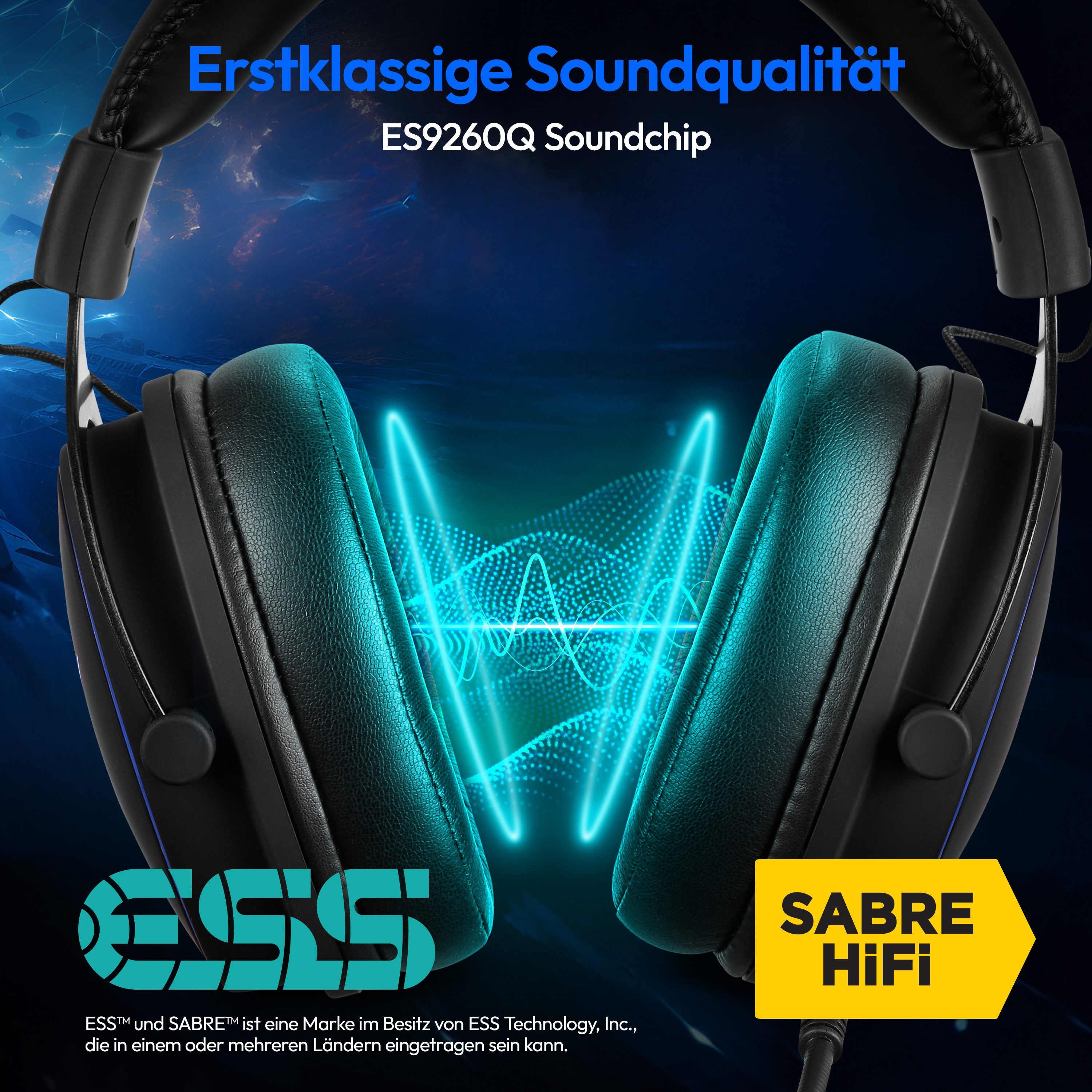 ERAZER Gaming Headset ERAZER Mage P20 (MD88430) Gaming-Headset (Beleuchtet, Ergonomisch, Gaming, Integriertes Mikrofon, Kopfhörerbuchse, Lautstärkeregler, MAGE_P20)
