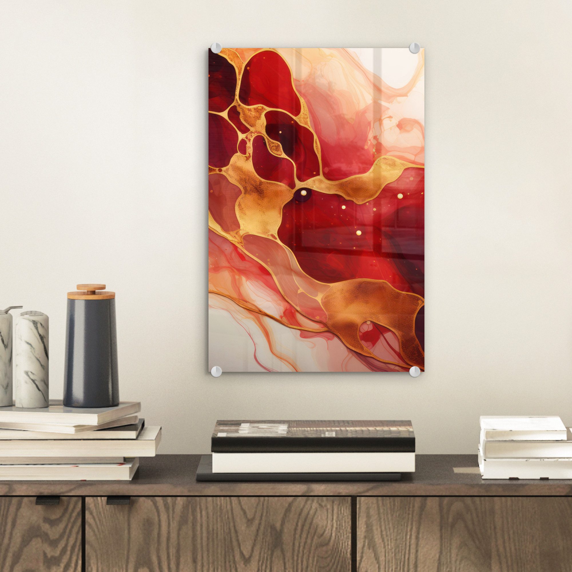 MuchoWow Acrylglasbild Marmor - Rot - günstig online kaufen