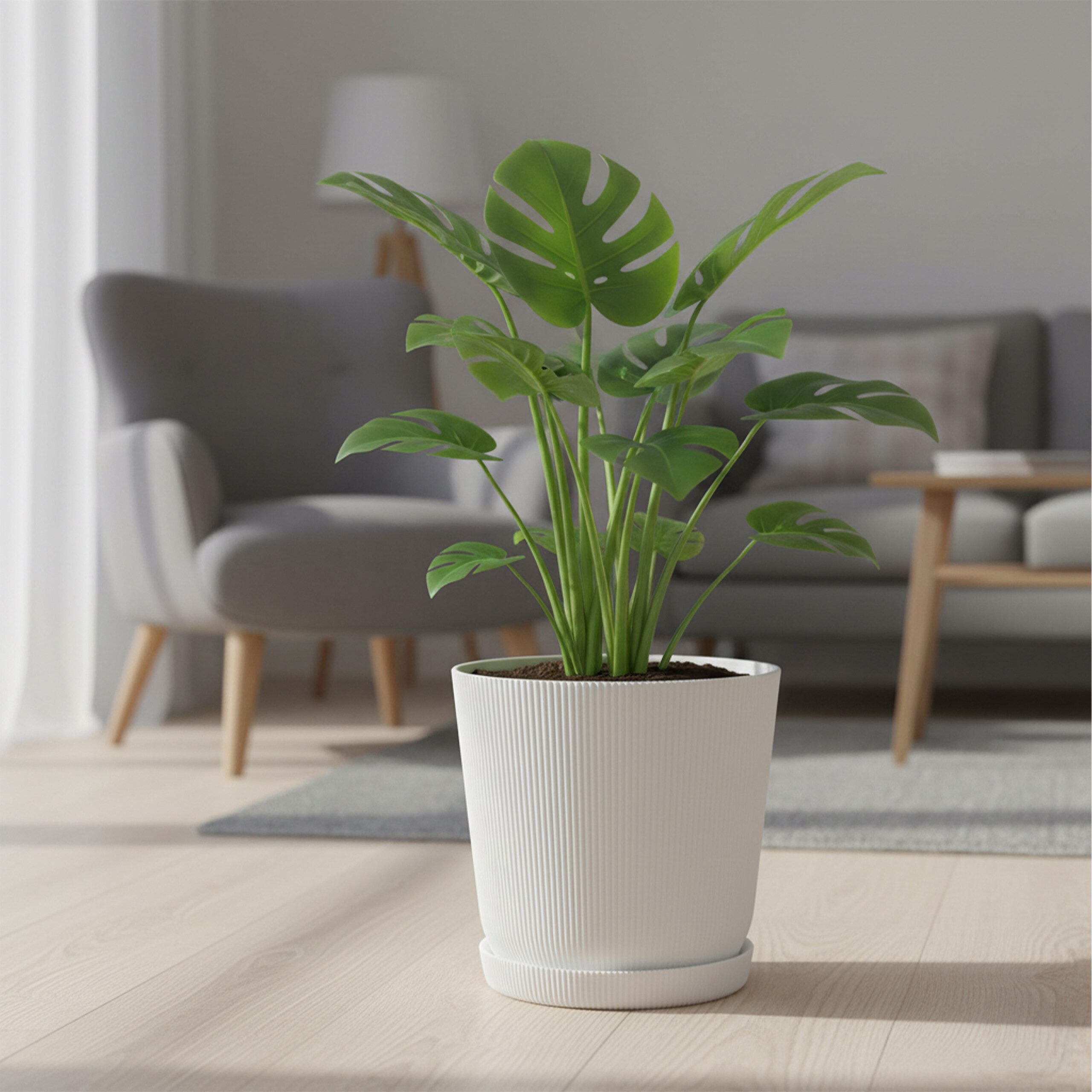 relaxdays Blumentopf mit Untersetzer 2er Set, weiß günstig online kaufen