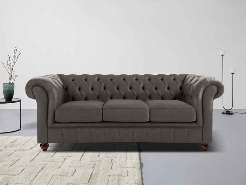 Home affaire Chesterfield-Sofa Chesterfield 3-Sitzer B/T/H: 198/89/74 cm, mit hochwertiger Knopfheftung, auch in Leder