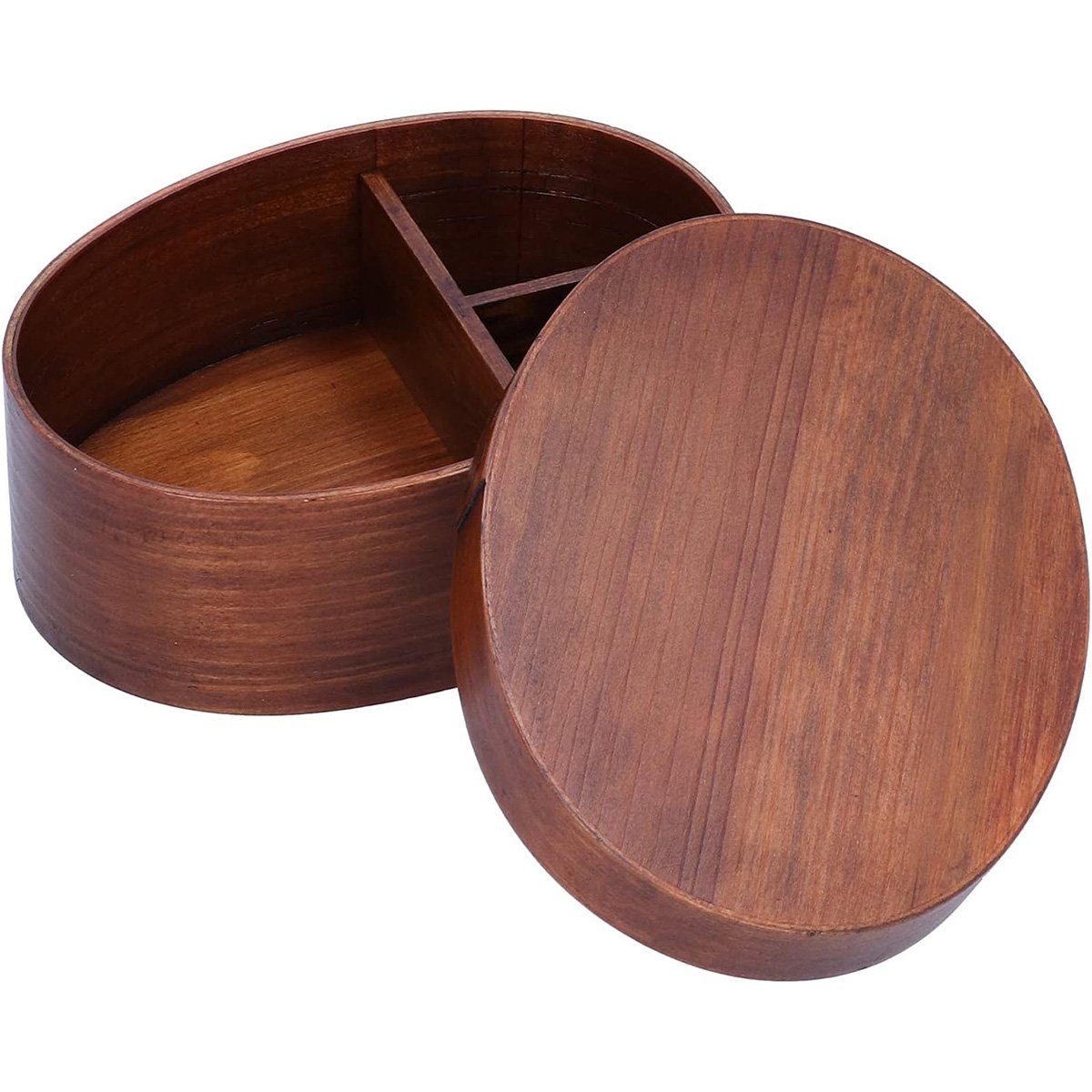 yozhiqu Lunchbox Ovale kreative Holz-Lunchbox im japanischen Stil, (1-tlg), Aufgeteilt, leicht zu reinigen, geeignet für Haus, Büro, Schule