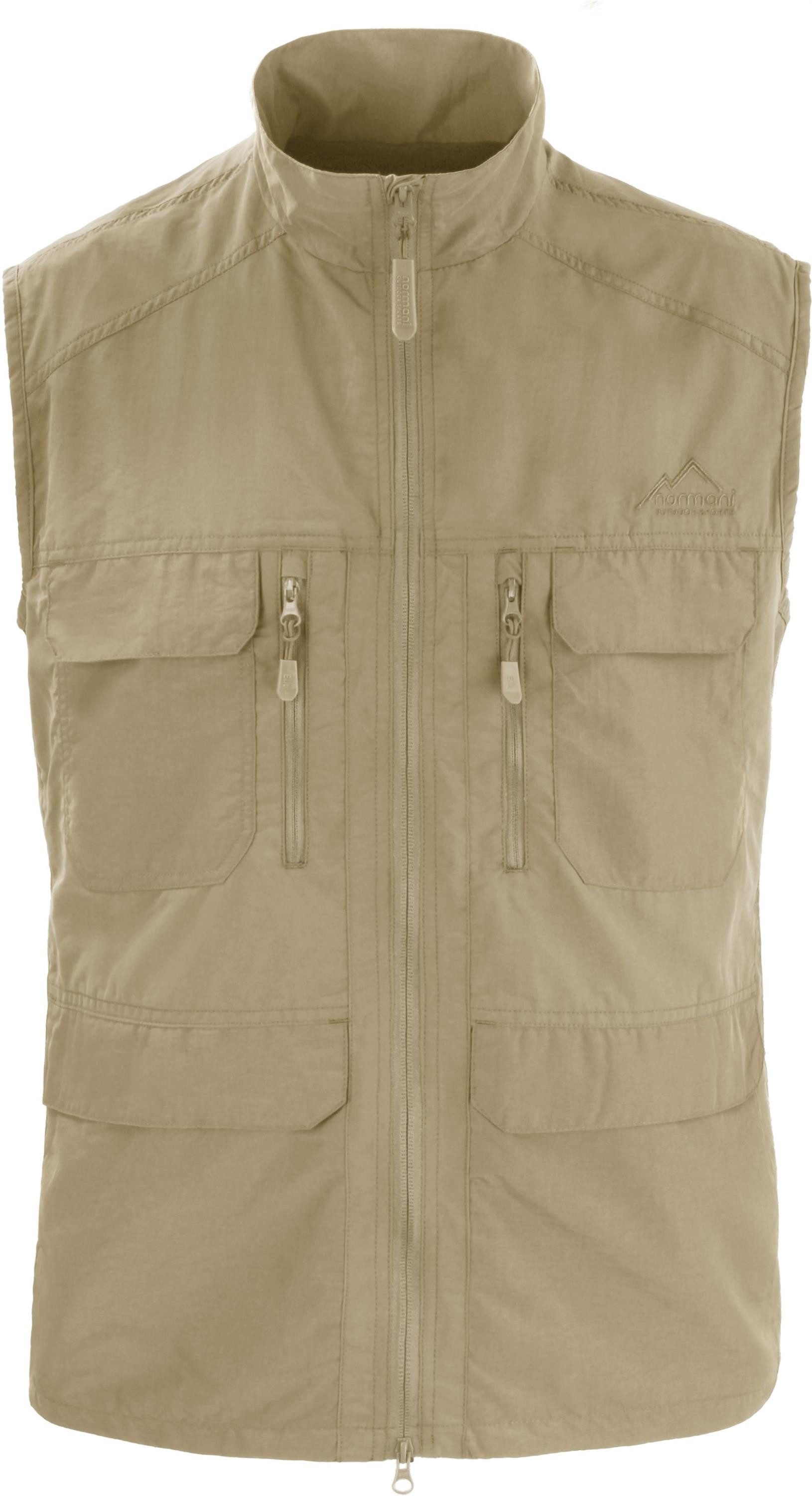 normani Funktionsweste Herren Outdoor Weste Deer leichte Sommerweste mit Sonnenschutzfaktor 50+ - Insgesamt 10 Taschen