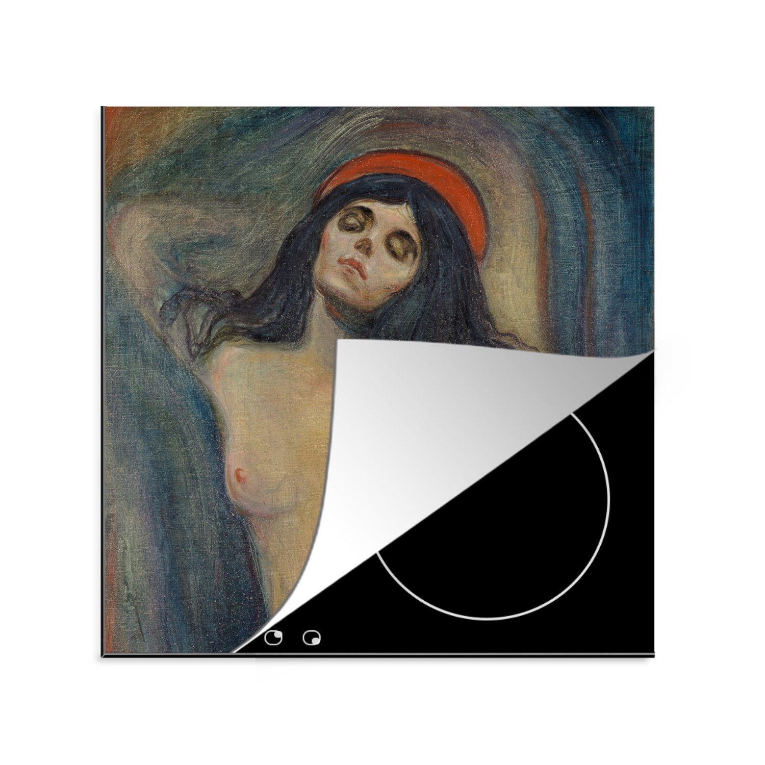MuchoWow Herdblende-/Abdeckplatte Madonna - Edvard Munch, Vinyl, (1 tlg), 78x78 cm, Ceranfeldabdeckung, Arbeitsplatte für küche