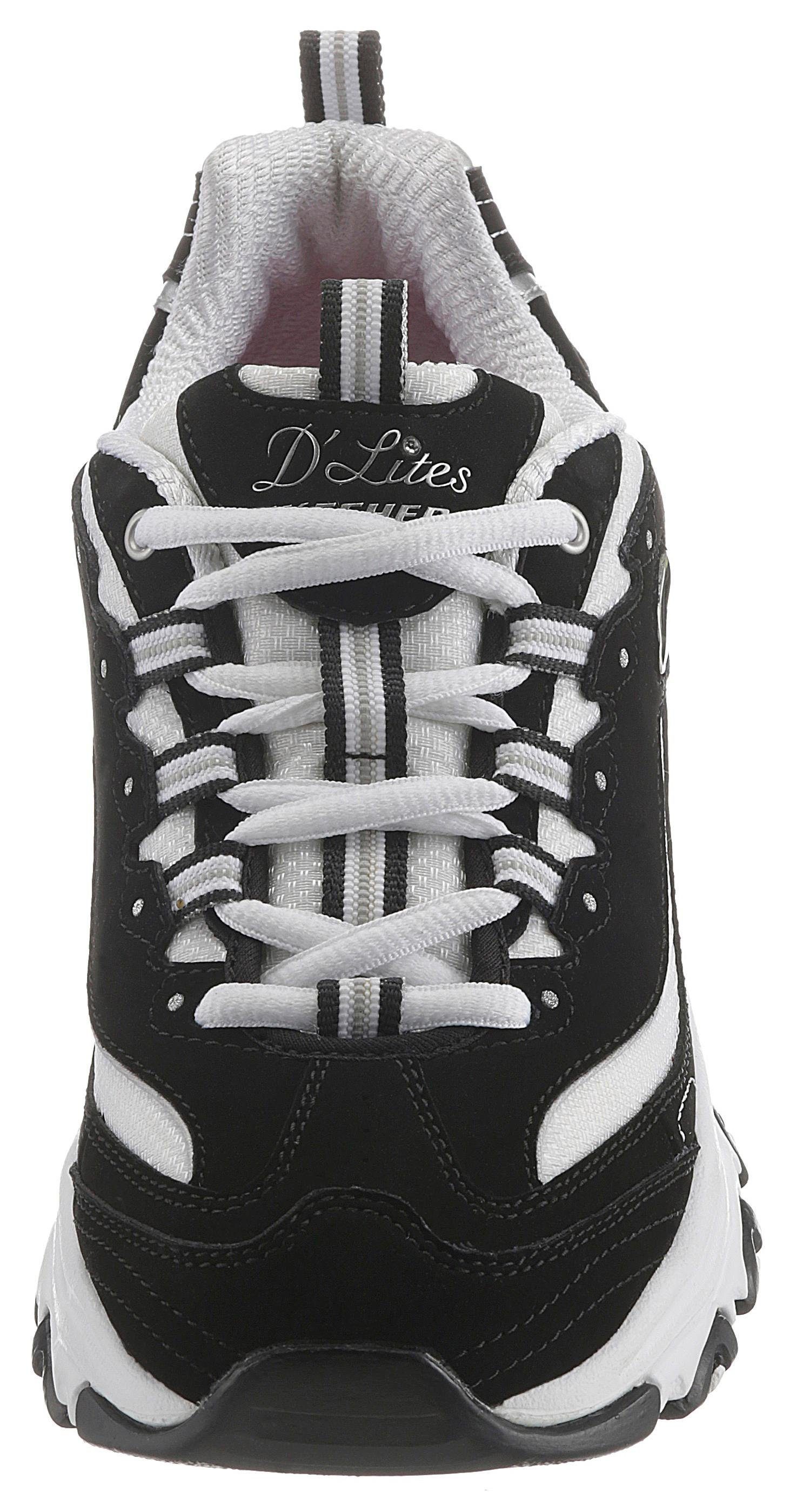 D´Lites Chunky-Style trendigen - Fan Skechers im Sneaker Biggest schwarz-weiß