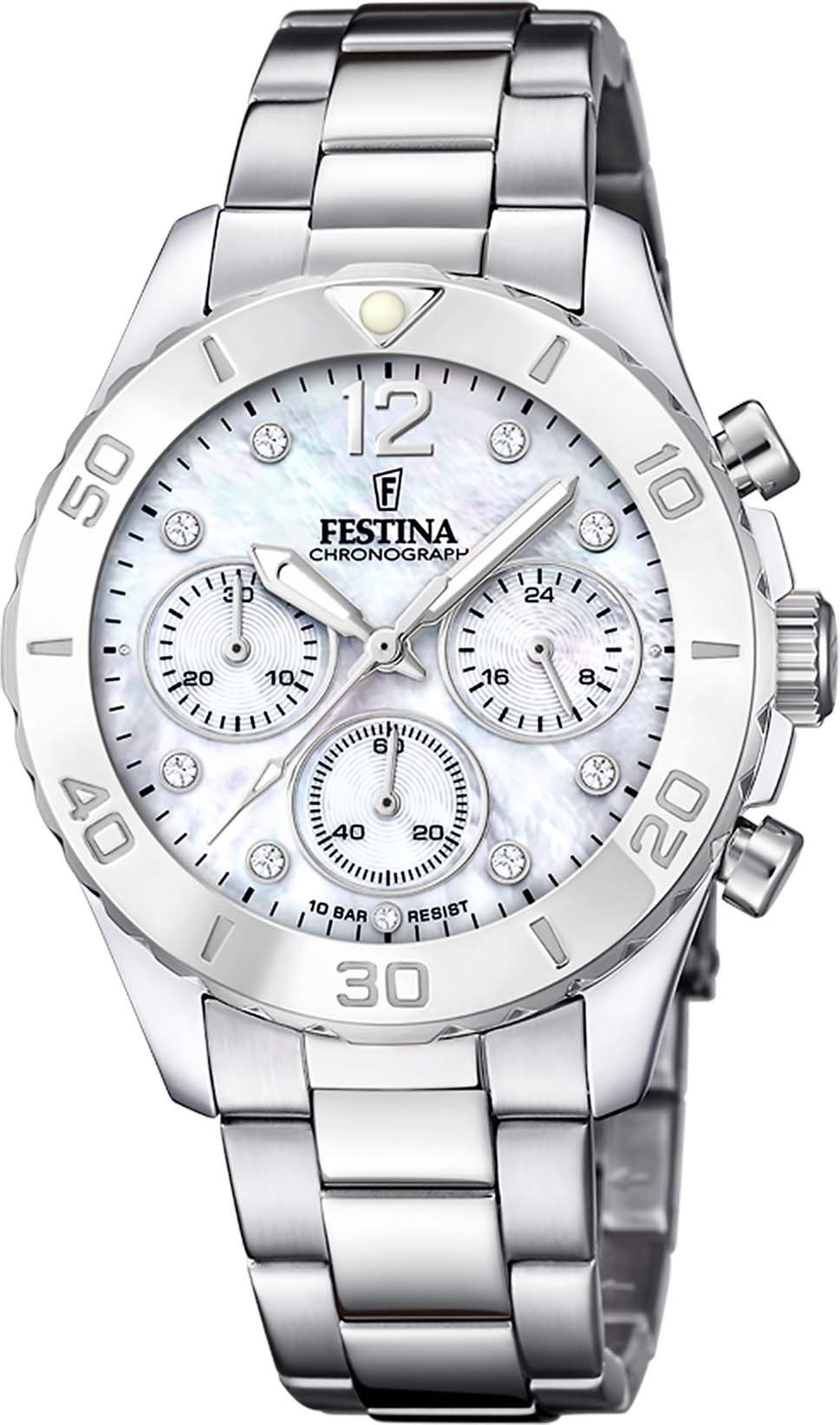 Festina Chronograph Boyfriend, F20603/1, Armbanduhr, Quarzuhr, Damenuhr, Stoppfunktion