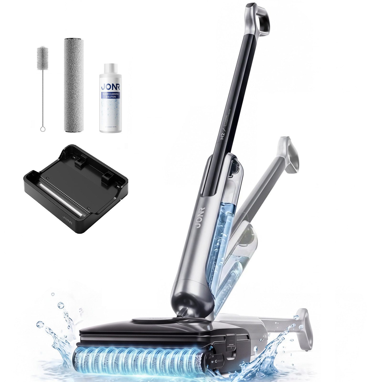 JONR Nass-Trocken-Akkusauger H2/H2 PRO,20000 Pa,Innovatives Geruchsfreies Design, 1500ml Wassertank, 100 W, Unten Integrierter Schmutzwassertank, Saugwischer Smart 3 in 1/ Nass Trockensauger akk, Badezimmer-Modus, 180°-Flachreinigung