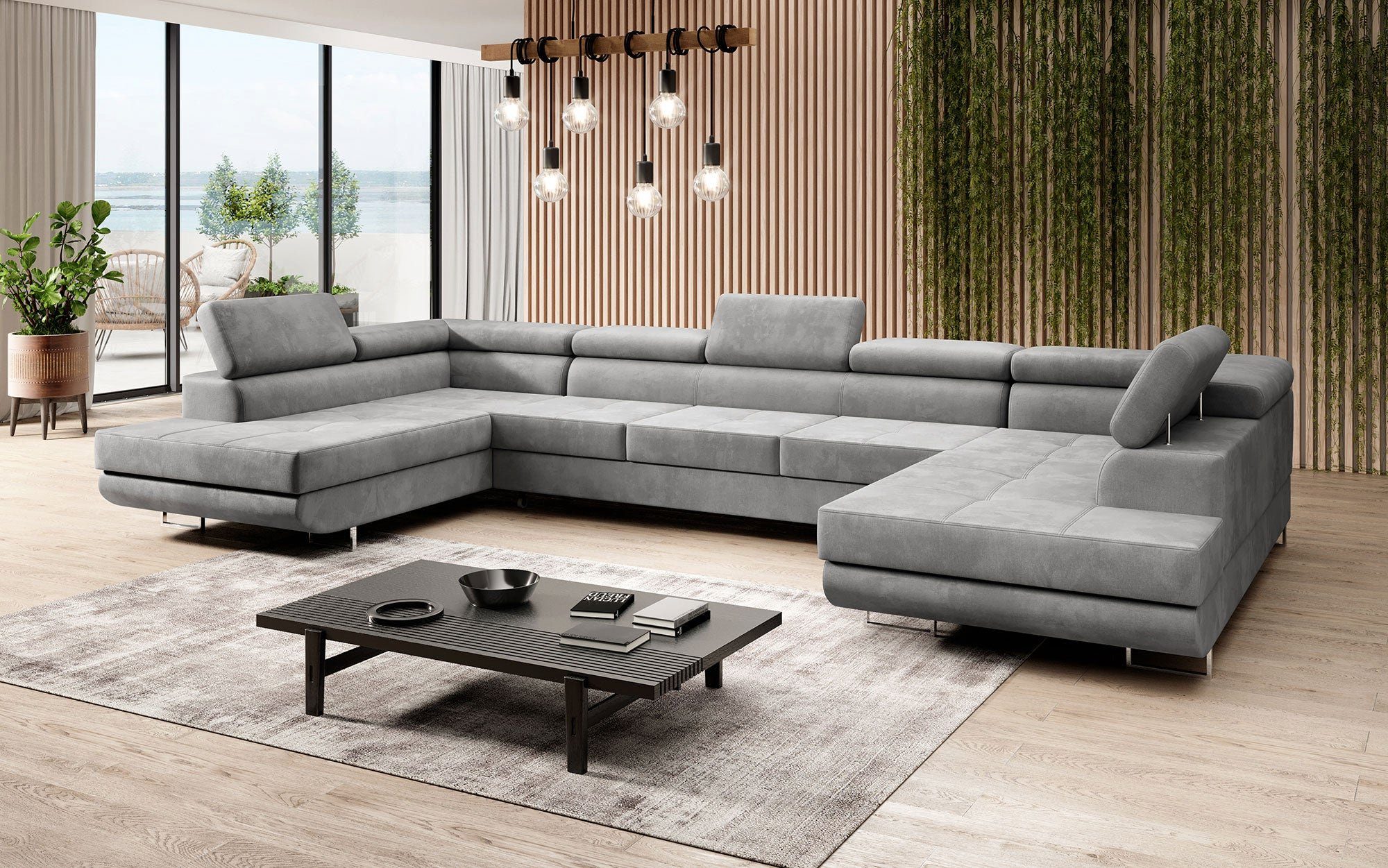 Baidani Sofa Taormina in Samt, mit Stauraum und Schlaffunktion