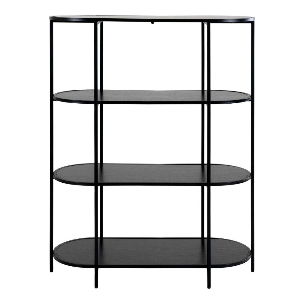 LebensWohnArt Regal Modernes Regal LEVEN 110cm schwarz vier Regalböden Industrial-Look