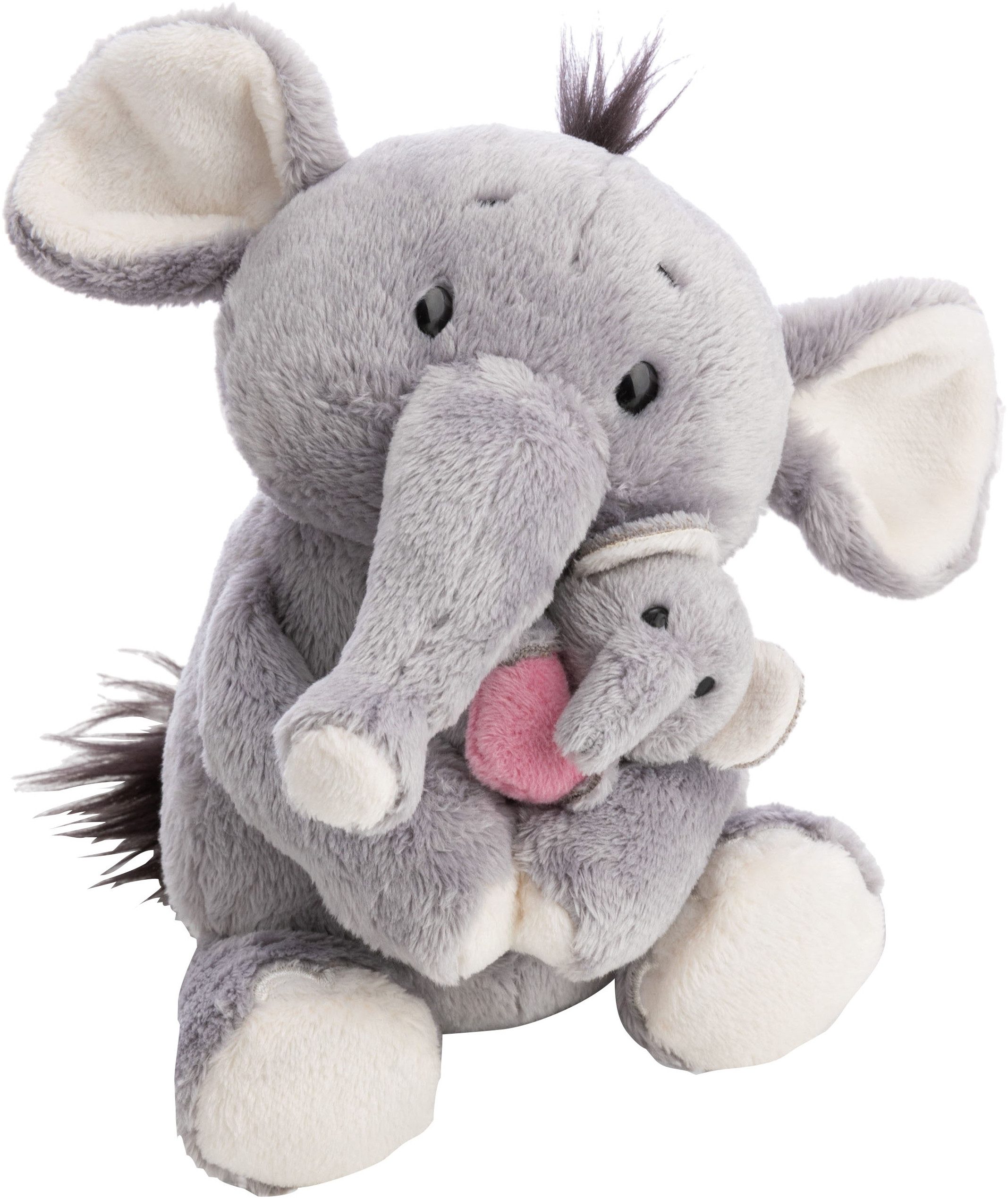 Nici Kuscheltier Little & Me, Elefant 20 cm mit Kind 6 cm, 2in1: Kuscheltier Mama mit Kuscheltier Baby