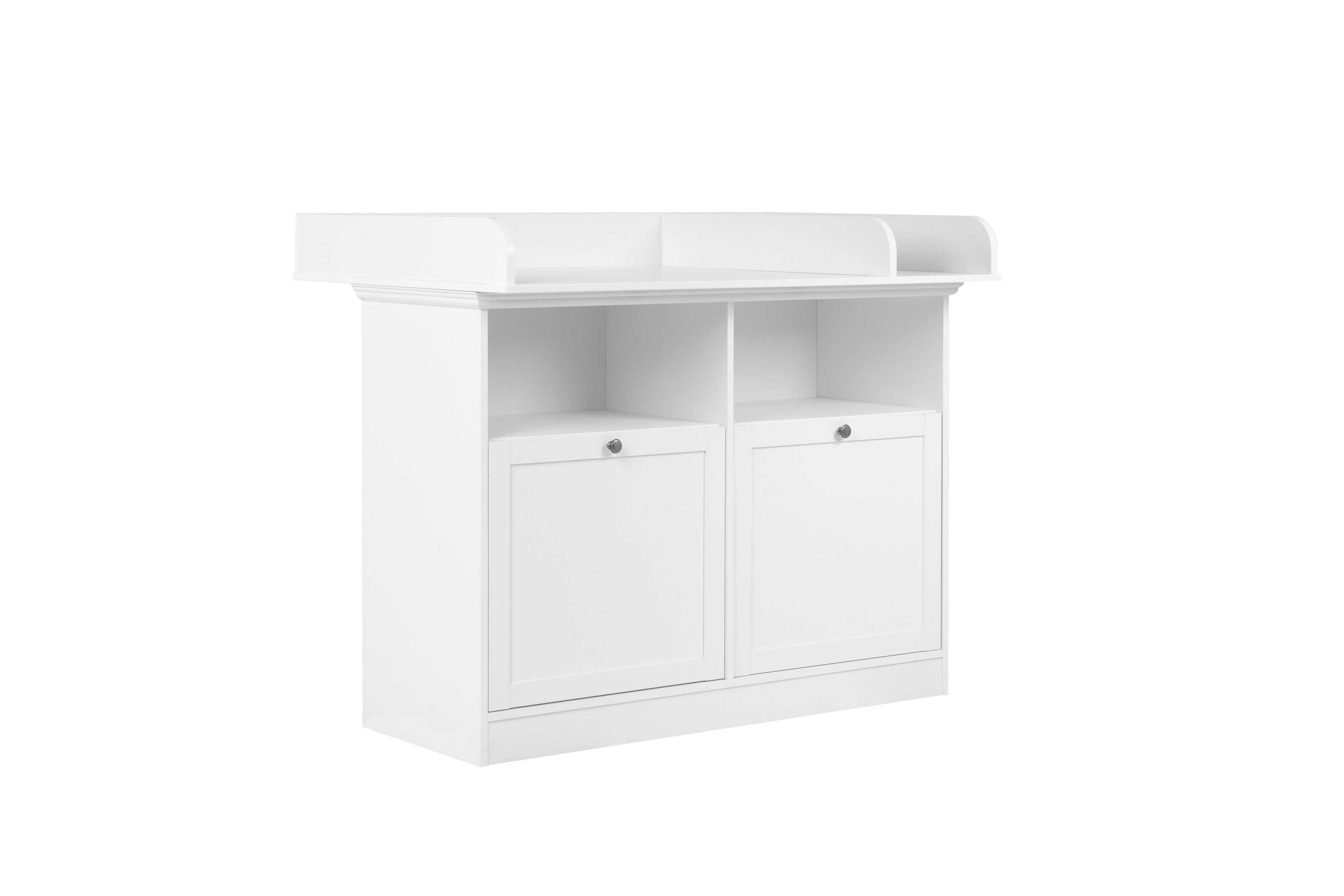 freiraum Wickelkommode Landwood, 2 Türen, Wickelaufsatz, 2 Böden, Weiß - 120x100x77cm (BxHxT)