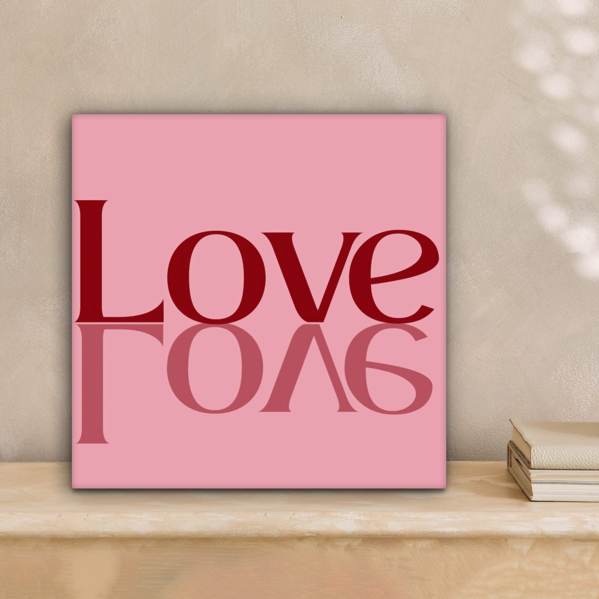 OneMillionCanvasses® Leinwandbild Liebe - Rosa - Spiegel, Fotodruck (1 St), Wandbild, Deko Schlafzimmer Wohnzimmer Flur 20x20 cm