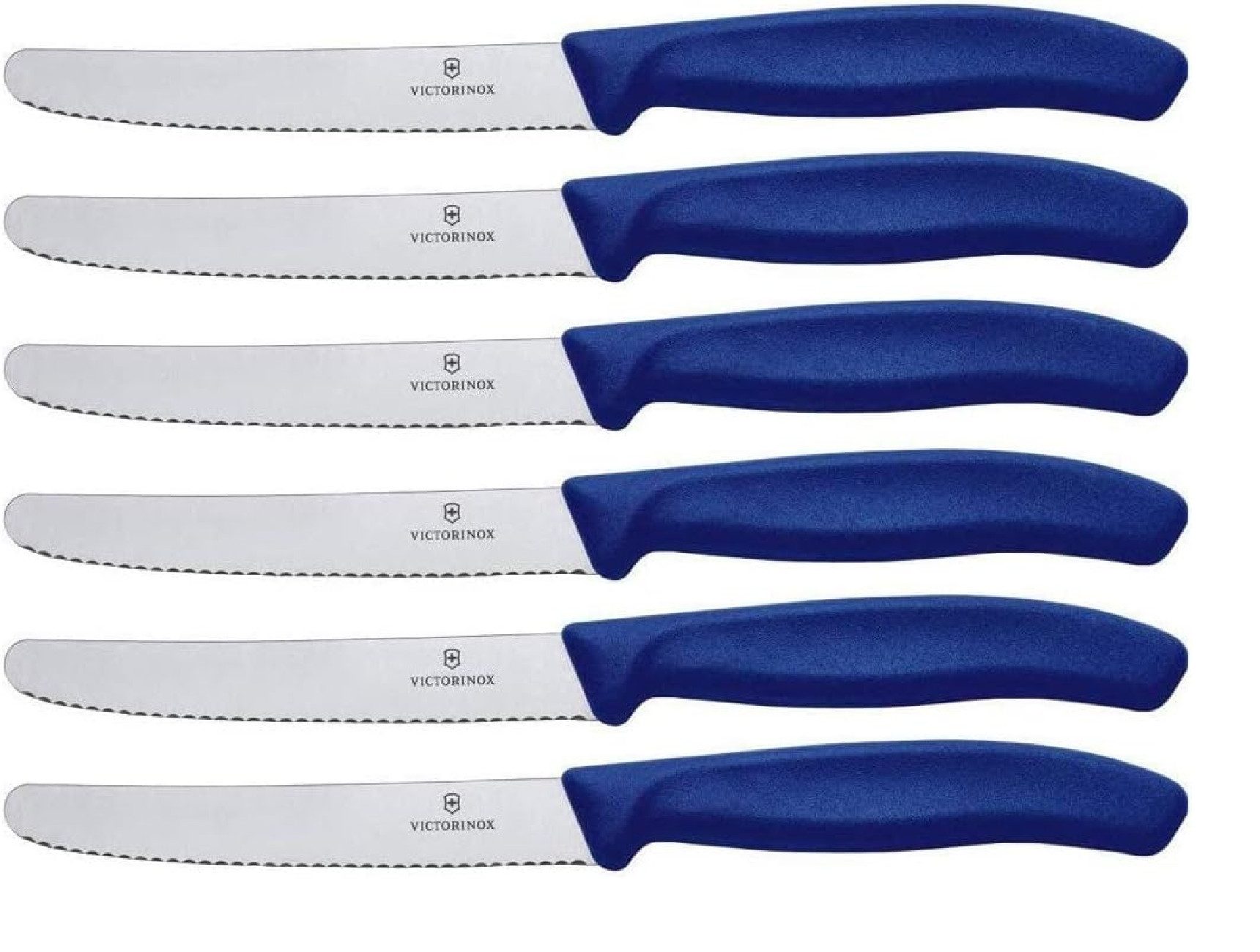Tafelmesser Victorinox Brötchenmesser SwissClassic 6er Set Blau Neue Griffform