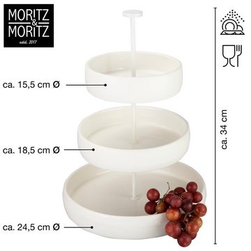 Moritz & Moritz Etagere Obst Etagere, Steingut, (3 Etagen, 2-tlg), Perfekt als Obstschale für Obst Aufbewahrung, Muffins und Cupcakes
