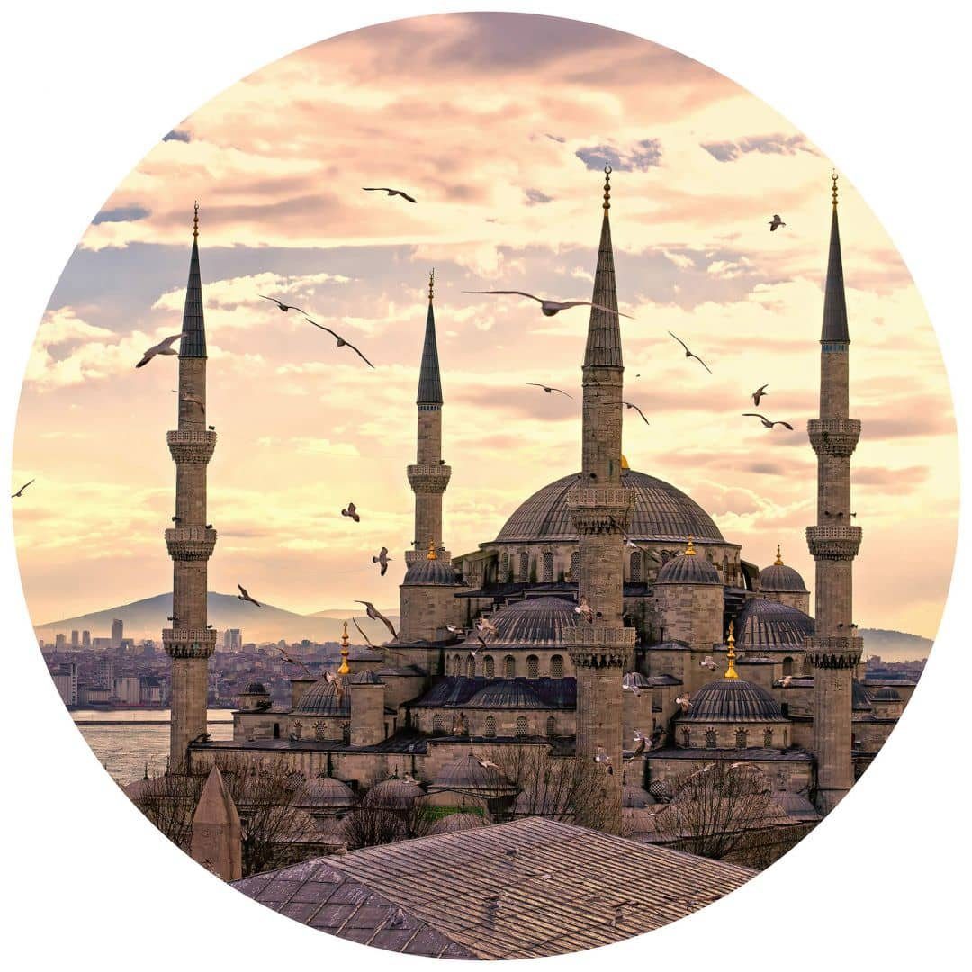K&L Wall Art Fototapete Blaue Moschee, Vliestapete, rund, Sultan Ahmed Mosc günstig online kaufen