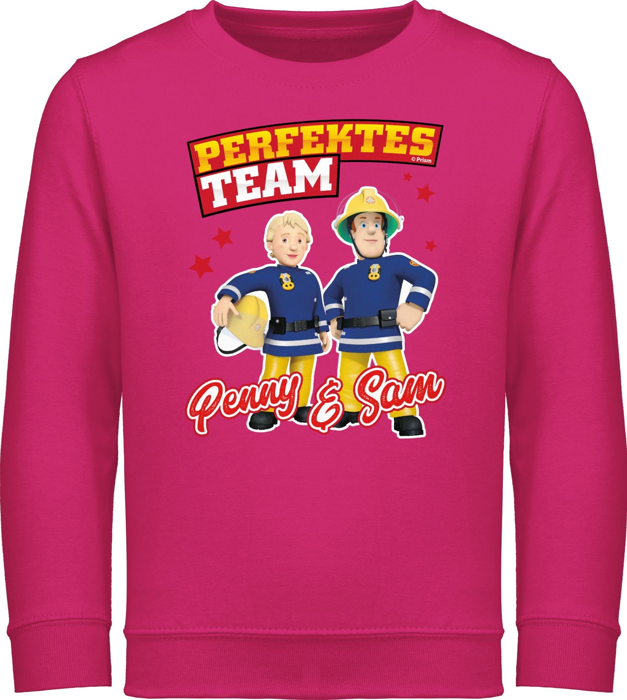 Shirtracer Sweatshirt Perfektes Team - Penny & Sam Feuerwehrmann Sam Mädchen 2 Fuchsia