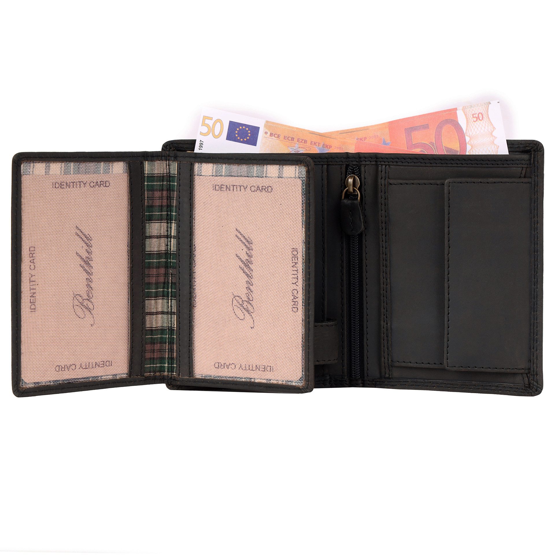 Benthill Geldbörse Herren Echt Leder Portemonnaie RFID Gelbeutel mit vielen Kartenfächer, RFID-Schutz Kartenfächer Münzfach