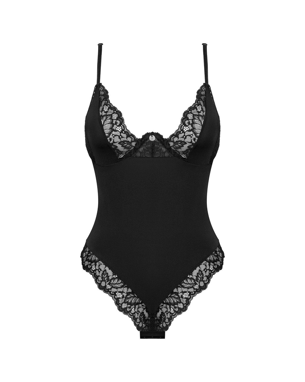 Obsessive Body Bellastia Body mit Spitze - schwarz (1-tlg) mit zarter spitze