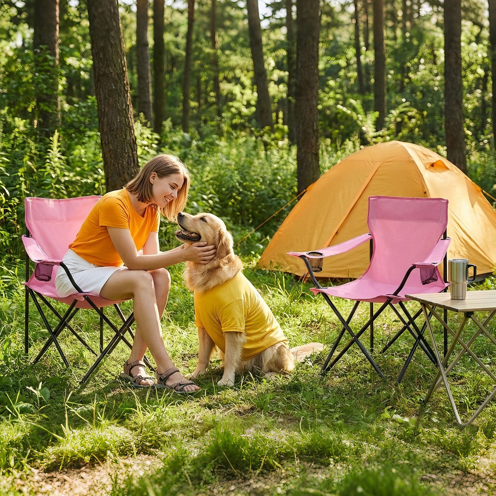 SUNULA Campingstuhl Faltbar Anglerstuhl Ultraleicht Faltstuhl Camping Klappstuhl (1 St), mit Getränkehalter, mit Tragetasche, bis max. 100 kg – Bild 2 von 5