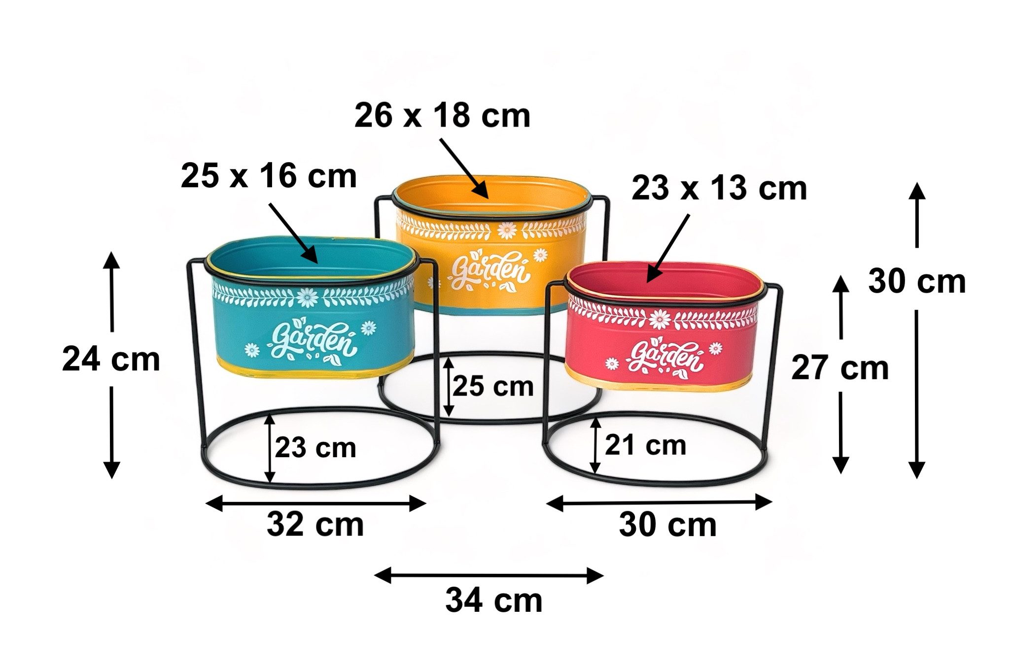 DanDiBo Blumenhocker line (3er Set Hocker, 3er Set), austauschbarer Topf