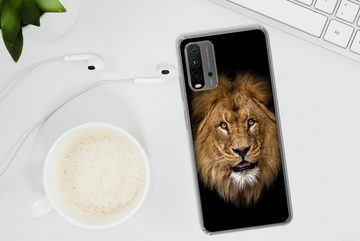 MuchoWow Handyhülle Löwe - Porträt - Schwarz - Tiere, Phone Case, Handyhülle Xiaomi Redmi 9T, Silikon, Schutzhülle