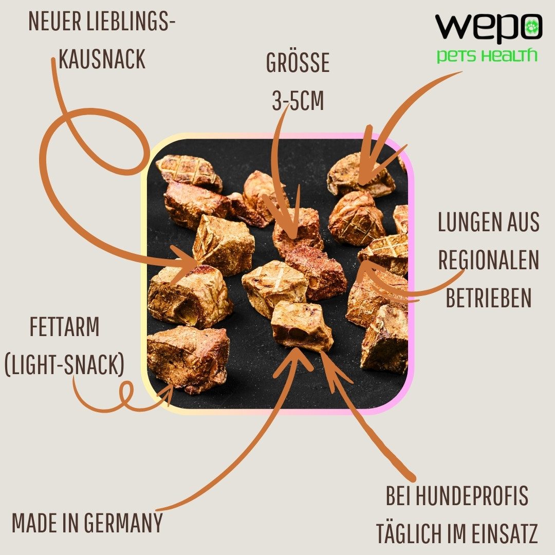 WEPO Rinderlungen - Hunde Leckerlis - Rinderlungen-Trainings-Happen Rinderlunge, BARF für: Hunde, 100% Rindfleisch, luftgetrocknet!
