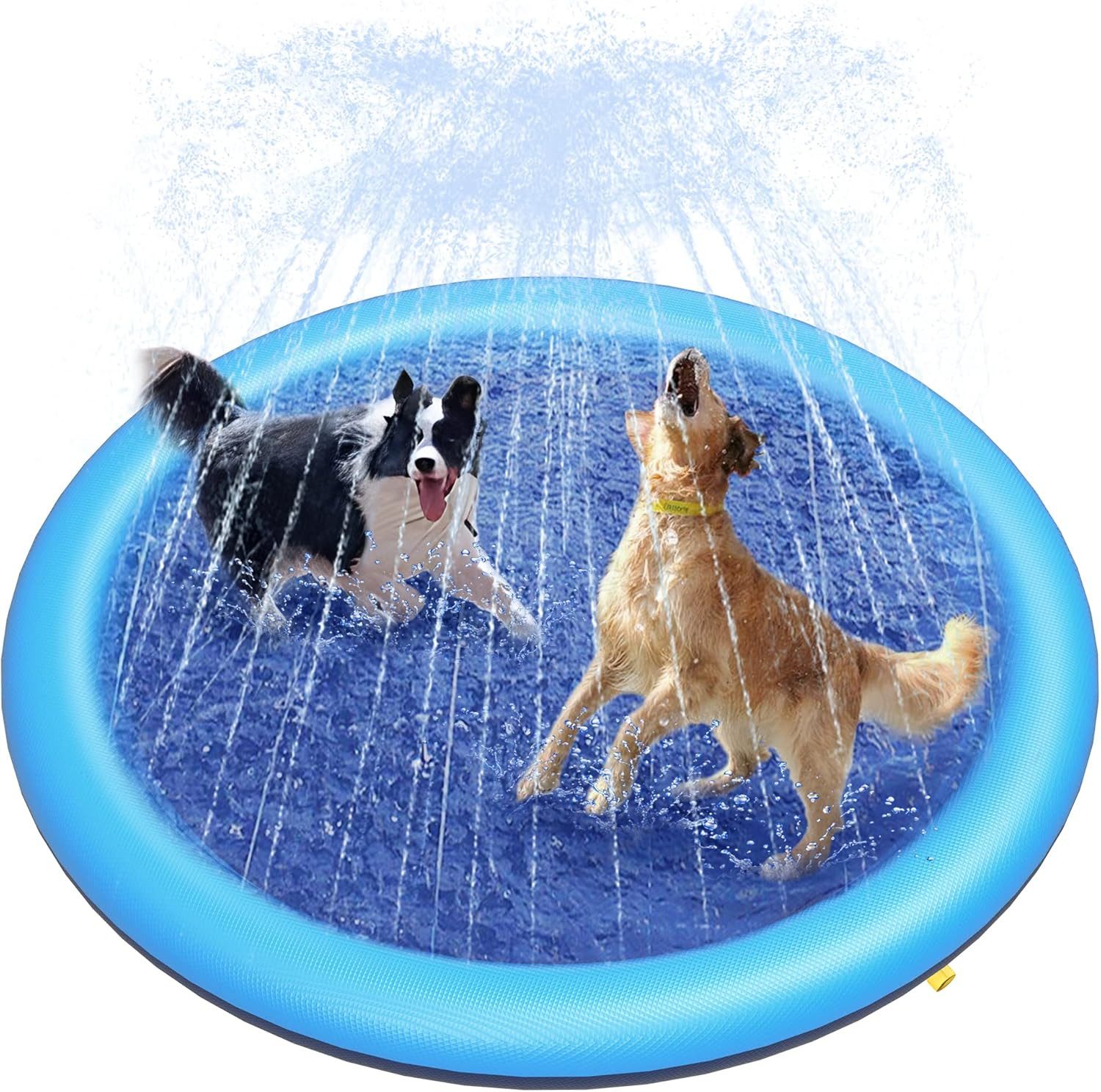Hundepool Hunde und Kinder 200cm Faltbarer Splash Sprinkler Pad Anti-Rutsch