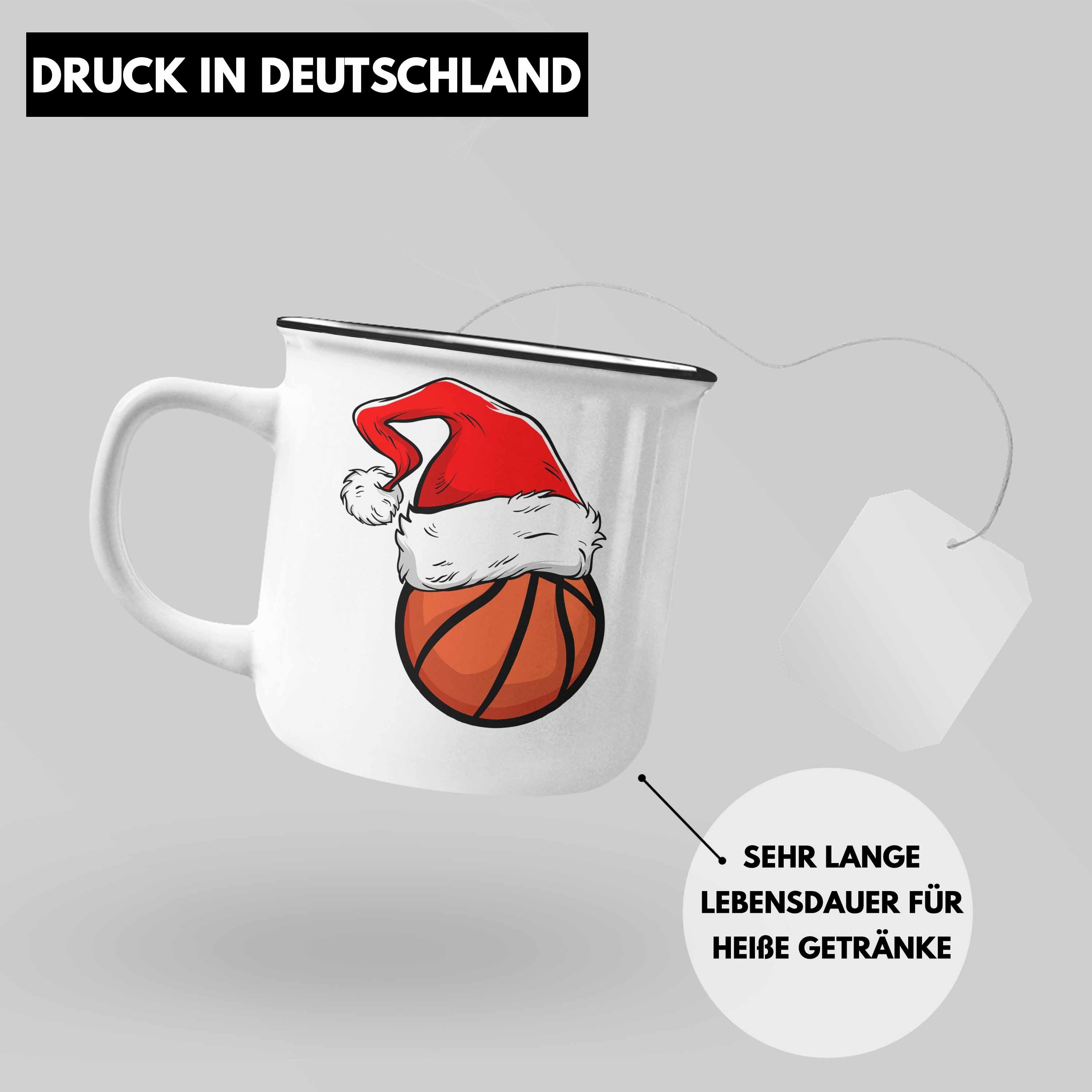 Basketballspieler Trendation Silber Trendation Geschenk Basketball - Emaille Tasse Weihnachten Thermotasse Geschenkidee
