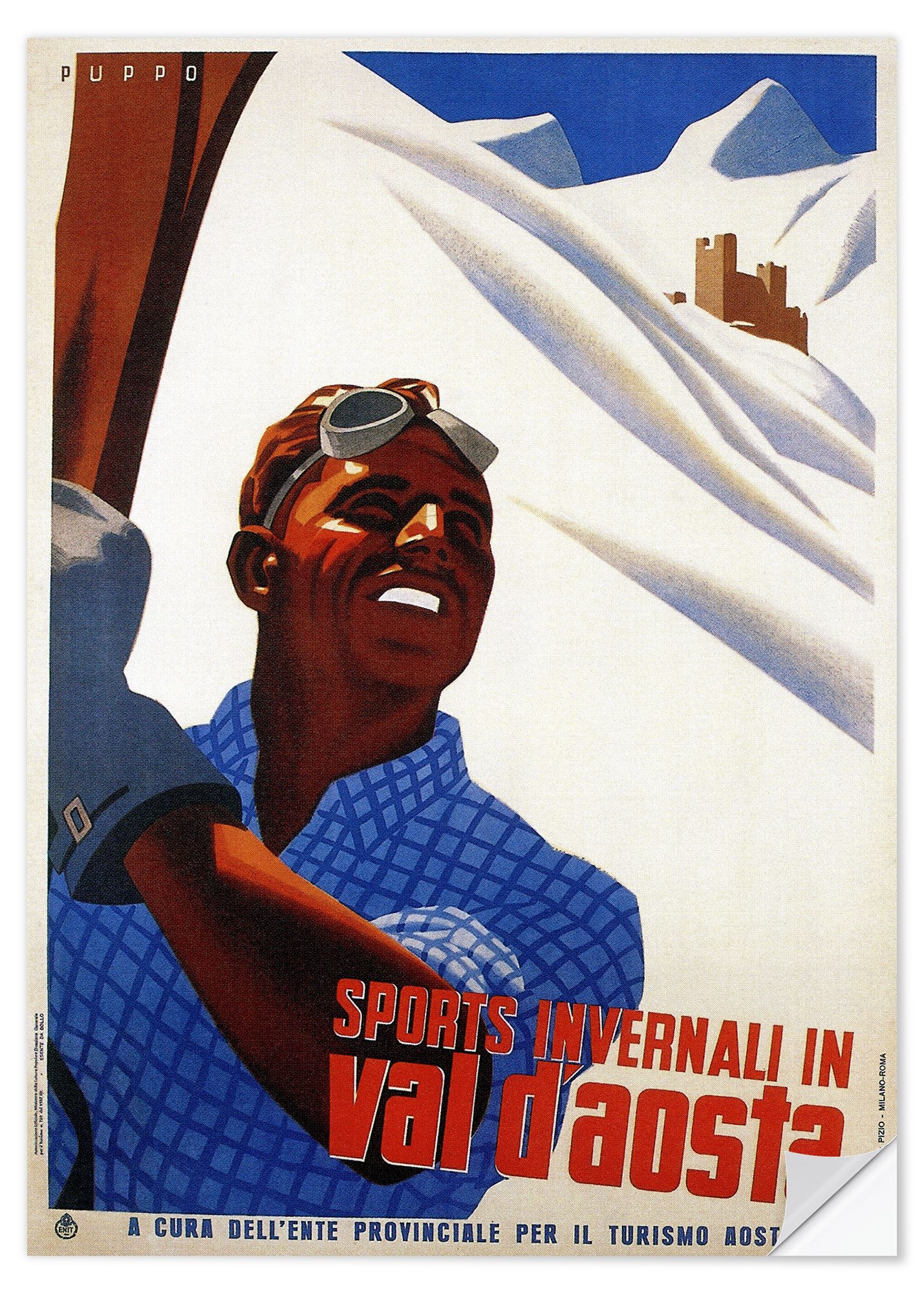 Posterlounge Wandfolie Vintage Ski Collection, Aostatal (italienisch), Vintage Illustration