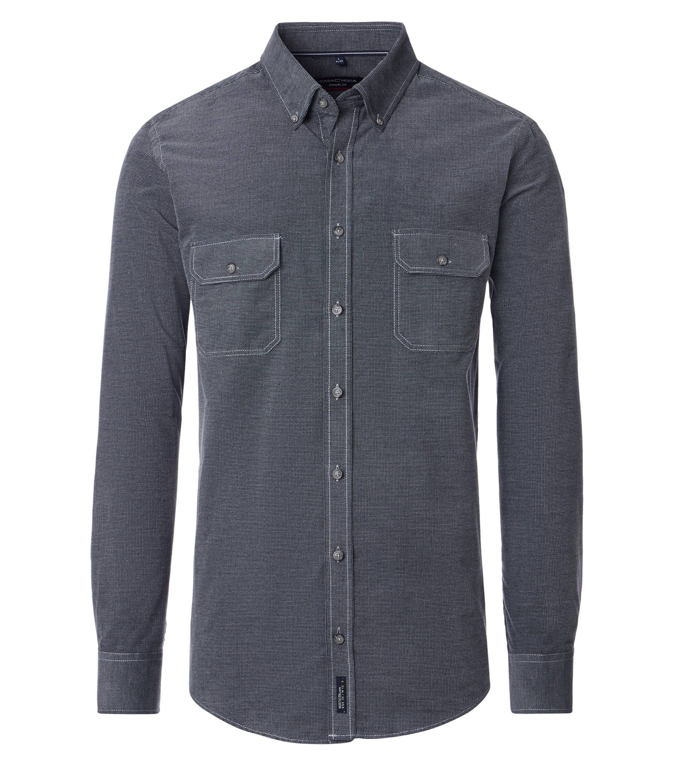 CASAMODA Hemdjacke CASAMODA Hemdjacke Langarm Button-Down Casual Cord Silbergrau