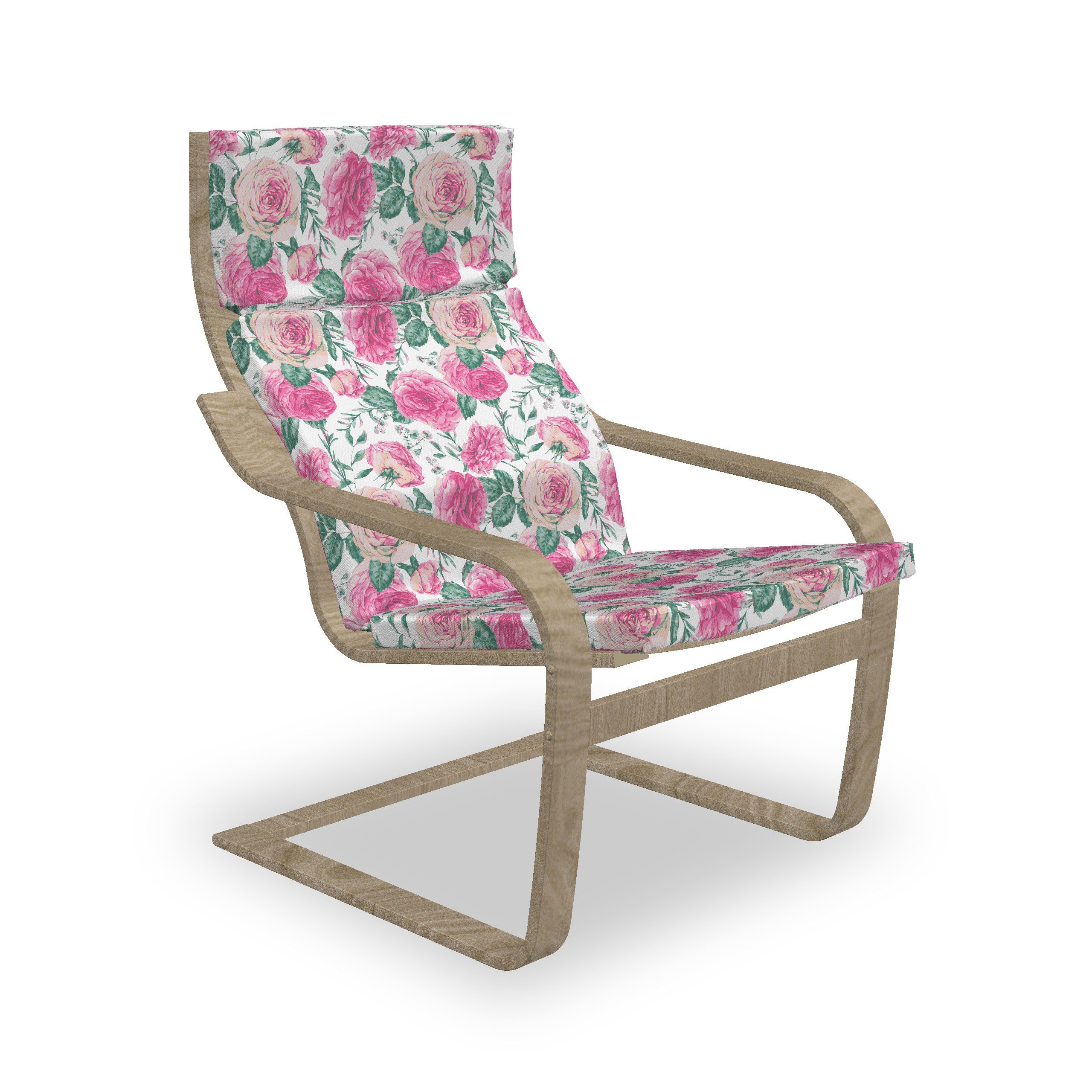 Abakuhaus Stuhlkissen Sitzkissen mit Stuhlkissen mit Hakenschlaufe und Reißverschluss, Vintage Rose Aquarell Blick Blume
