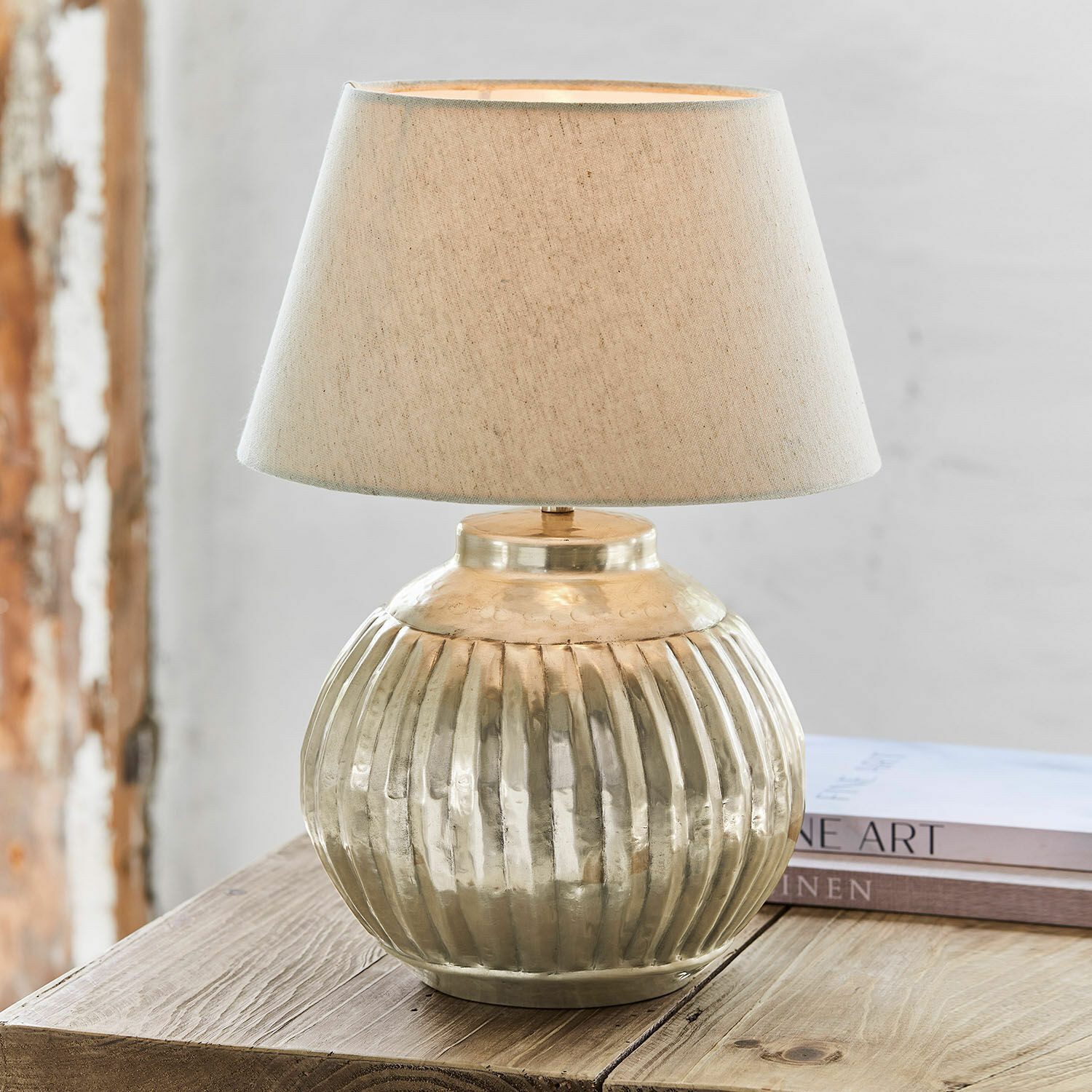 Mirabeau Tischleuchte Tischlampe Lillemor antiksilber/creme