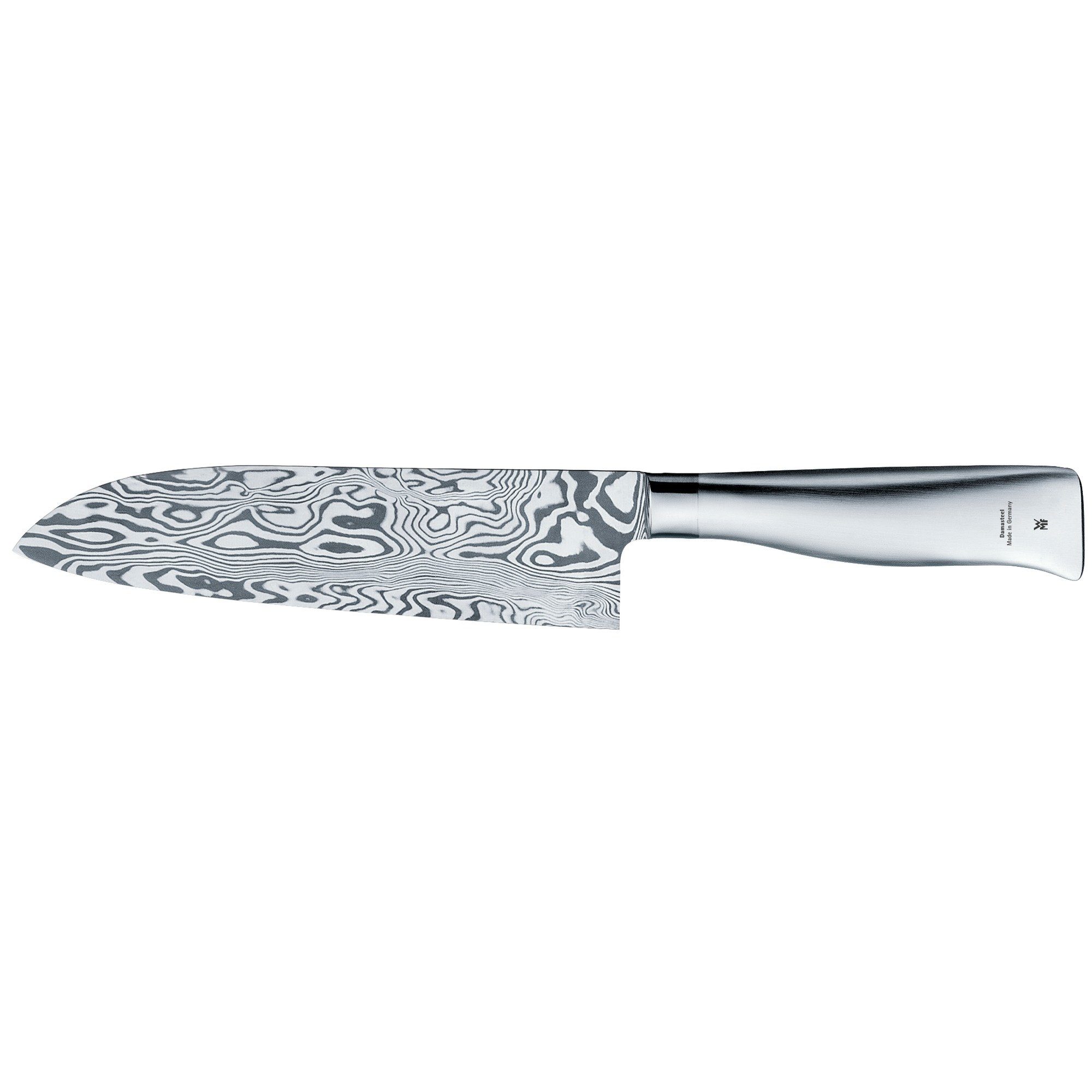 WMF Santokumesser Damasteel, Damaststahl 120-lagig, Performance Cut, Holzkassette, Klinge 18 cm
