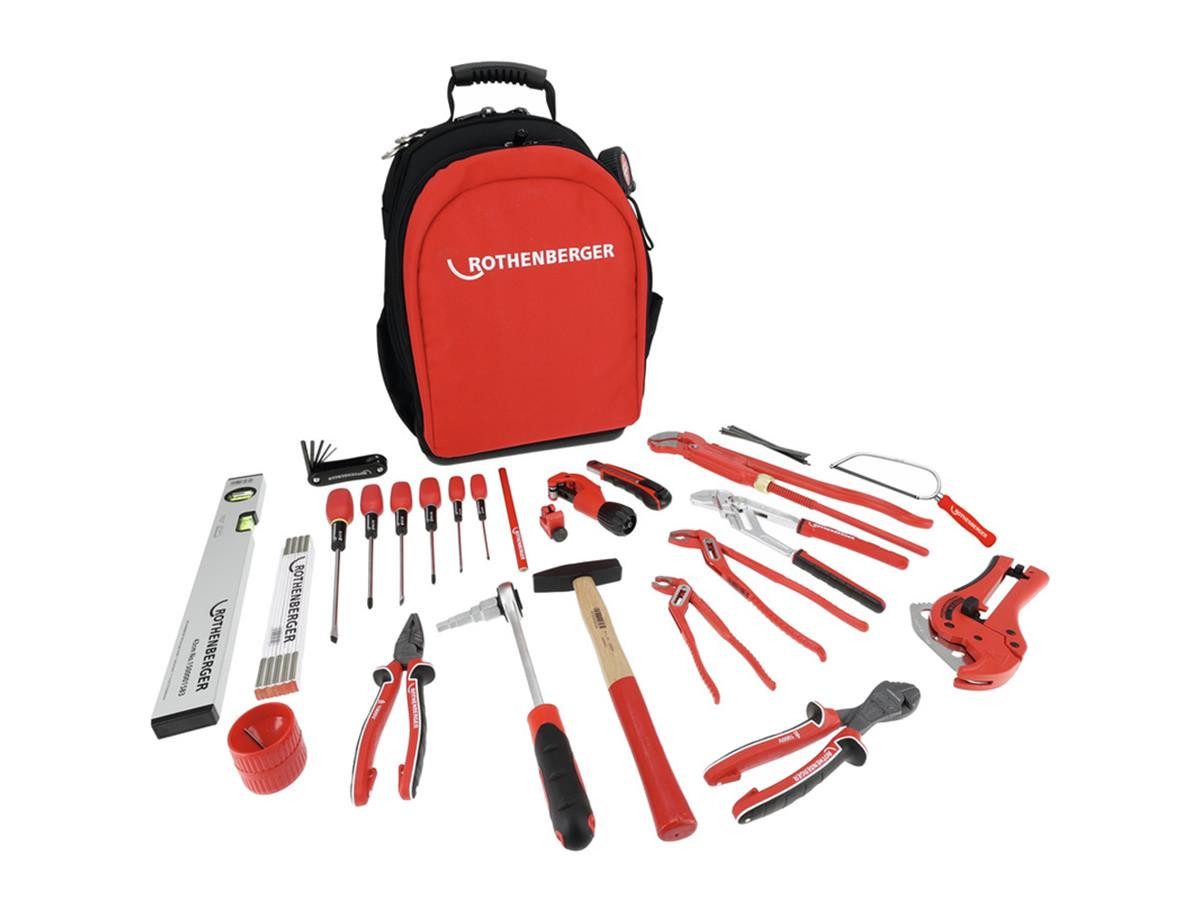 Rothenberger Инструментset Rucksack, (Set, 34-tlg), Profi-Werkzeugset für Heizung, Sanitär, Klima