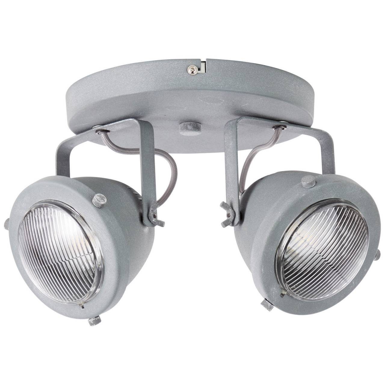 Spotrondell Brilliant Deckenleuchte Beton LED grau Carmen, LED-PAR51, 3000K, Lampe Carmen 2flg 5W GU10, 2x