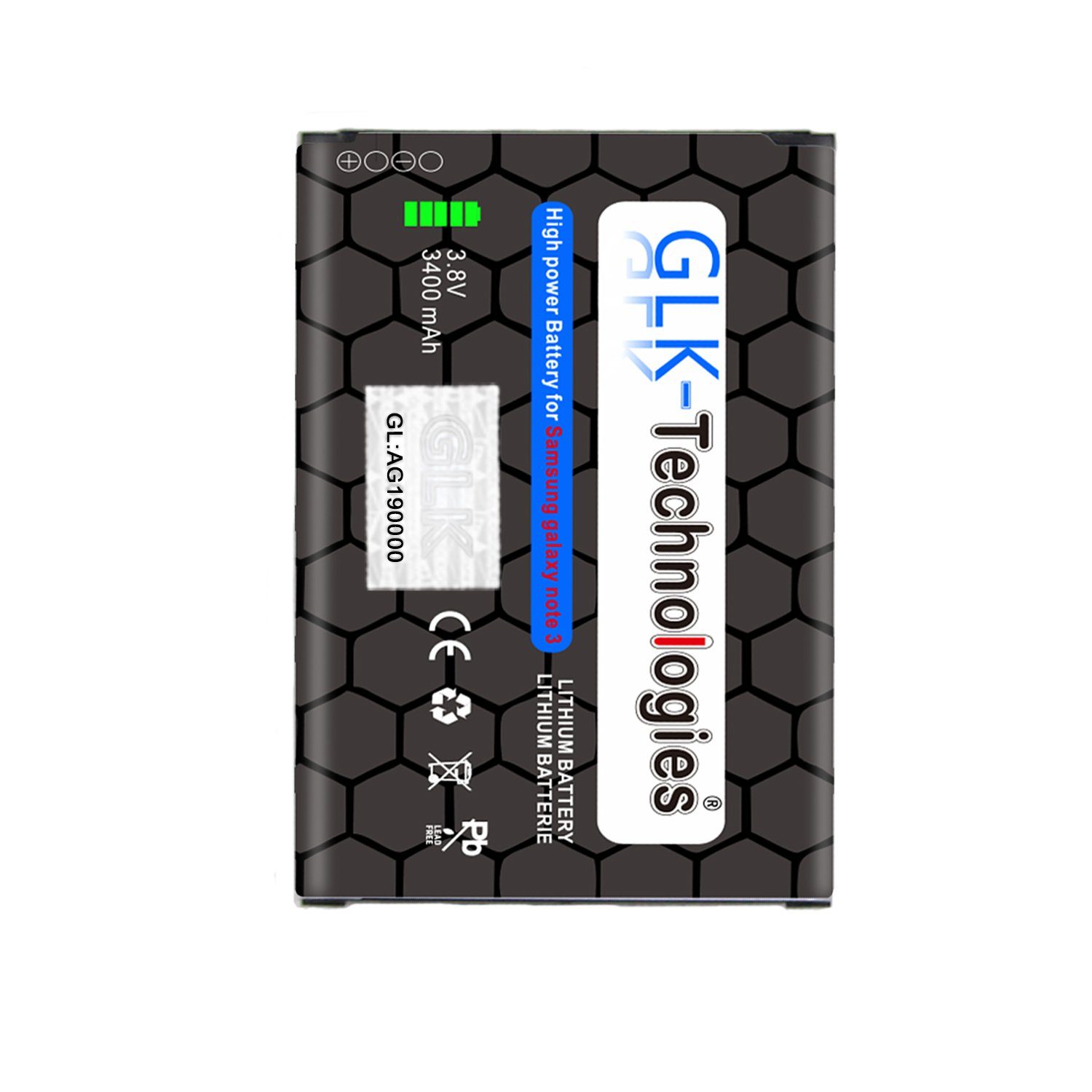 V) Galaxy 3 Akku, 3400 für Note (3.8 GLK EB-B800BE Smartphone-Akku Samsung GT-N GT-N9005 mAh GLK-Technologies GT-N9000