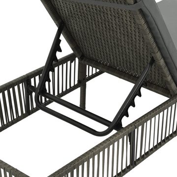 vidaXL Wellnessliege Sonnenliege mit Auflage Polyrattan Grau Gartenliege