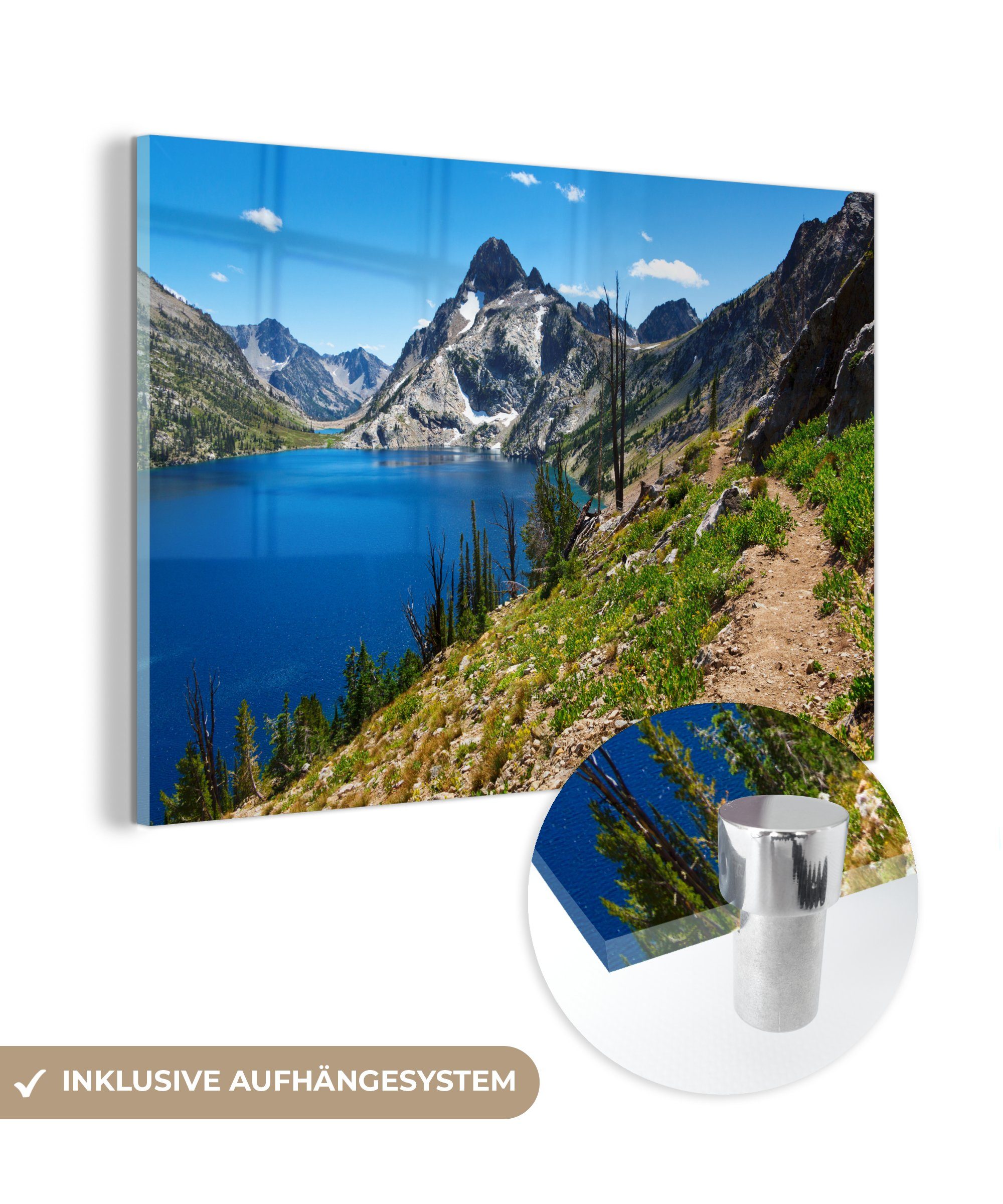 MuchoWow Acrylglasbild Wanderweg am Sawtooth Lake, (1 St), Acrylglasbilder Wohnzimmer & Schlafzimmer