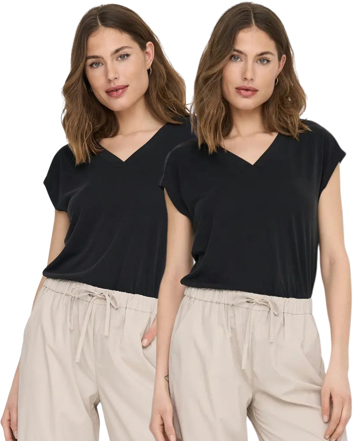 ONLY Shirtbluse Damen Basic V-Neck Shirt günstig online kaufen