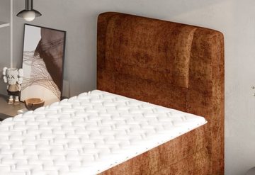 Sofa Dreams Boxspringbett Stoffbett Calais Webstoff Braun 100x200 cm Komplettbett Modern Bett, mit Topper, elektrisch verstellbarer Liegefläche
