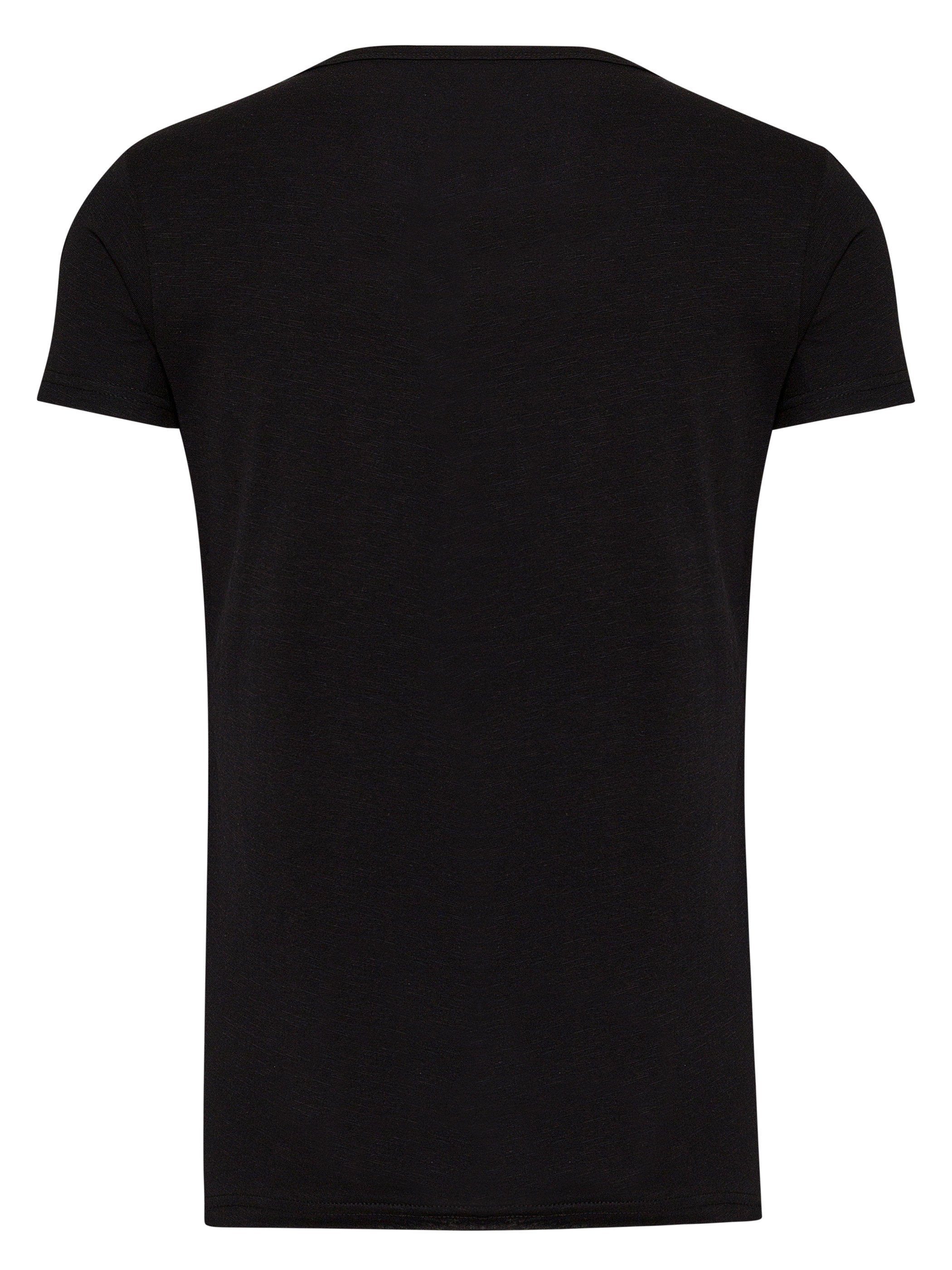 WOTEGA T-Shirt V-Neck Layer 194004) Pete T-Shirt T-Shirt (Packung) Double Schwarz V-Neck Double Pete Layer (black