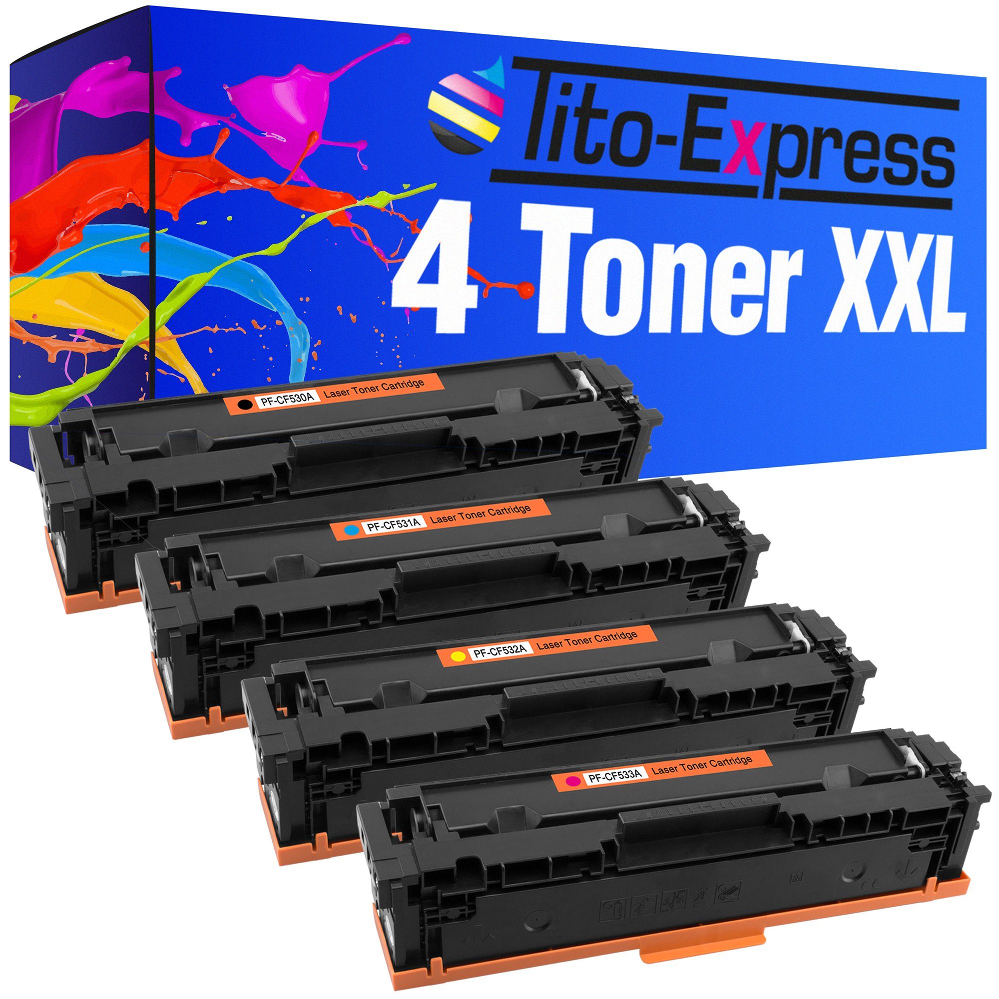 Tito-Express Tonerpatrone 4er Set ersetzt Toner HP CF530A CF 531A CF532A CF533A 205A, (Multipack, 1x Black, 1x Cyan, 1x Magenta, 1x Yellow), für Color Laserjet Pro MFP M180n Toner MFP M181FW M180NW M180FW M181N