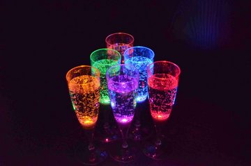 PRECORN Sektglas »6 Stück LED Sektglas im Set leuchtende Sektgläser LED beleuchtetes Party Trinkglas Geburtstag Silvester Hochzeit Einweihung Kunststoffglas Partyglas 150 ml«, Kunststoff