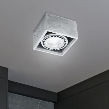 etc-shop Deckenstrahler, Leuchtmittel nicht inklusive, Deckenleuchte Deckenlampe Beton Grau Würfel-Design L 14 cm Wohnzimmer