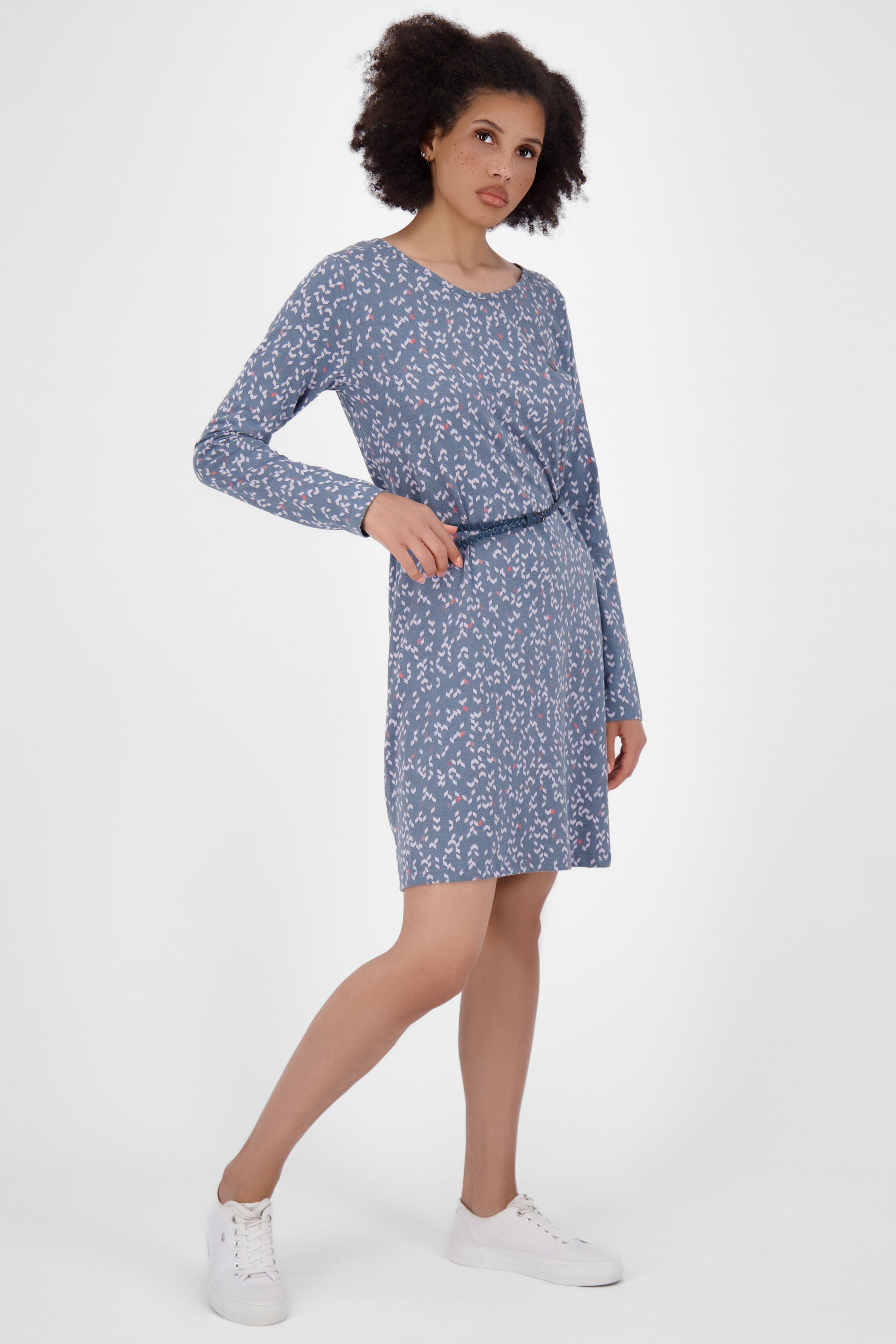 Kickin Longsleeve Dress Langarmkleid, Kleid Damen B Blusenkleid melange nightblue Alife EllinAK &