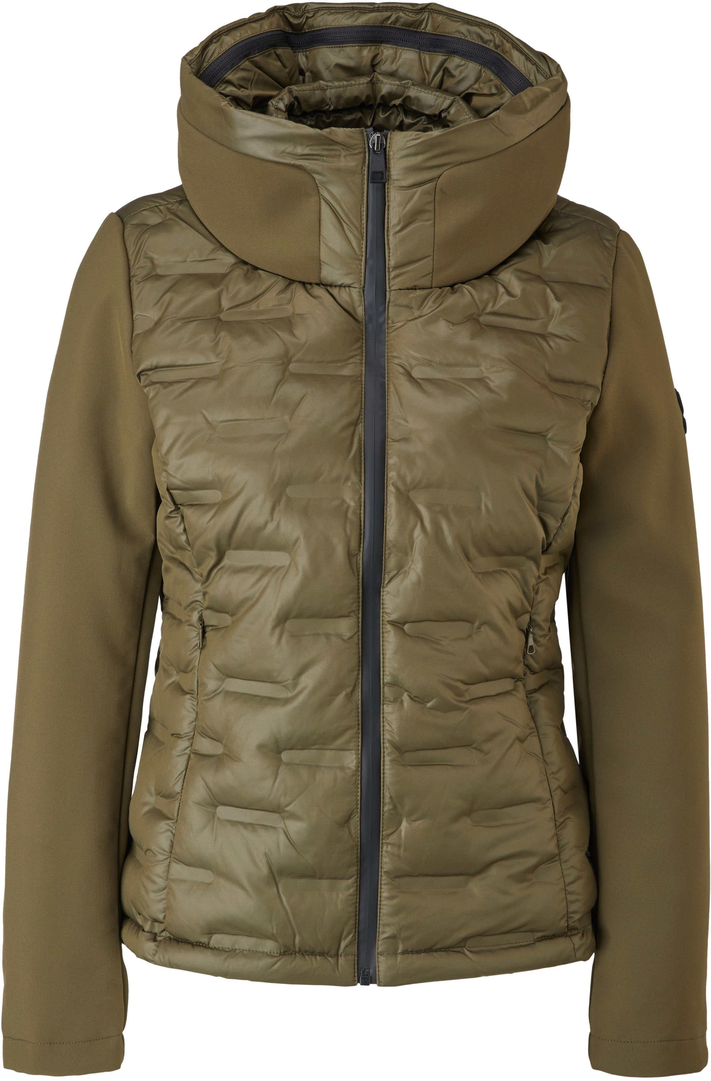 s.Oliver Steppjacke Materialmix mit olivgrün Softshell-Einsätzen