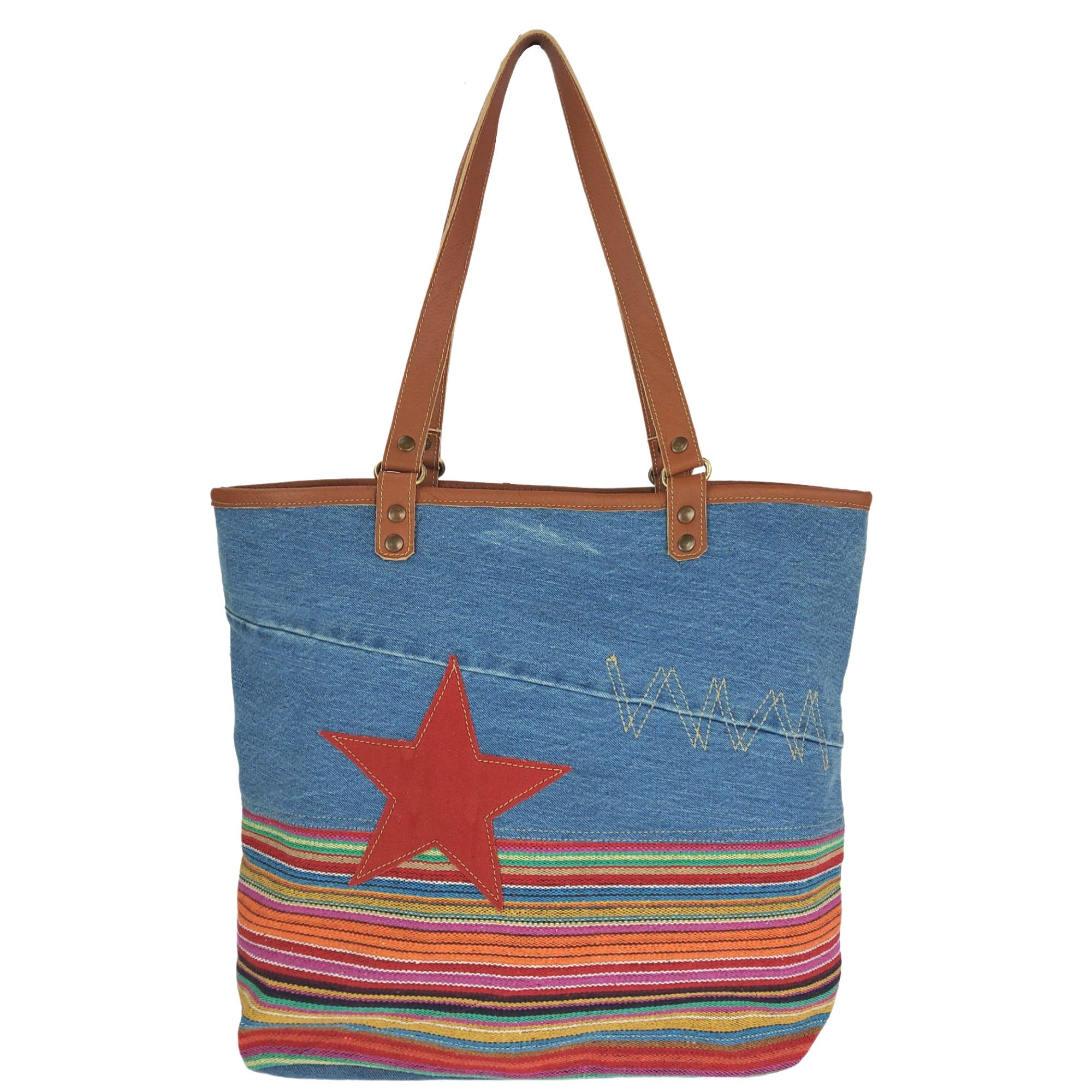Sunsa Shopper Vintage Handtasche. Jeans Shopper Tasche. Damen Schultertasche