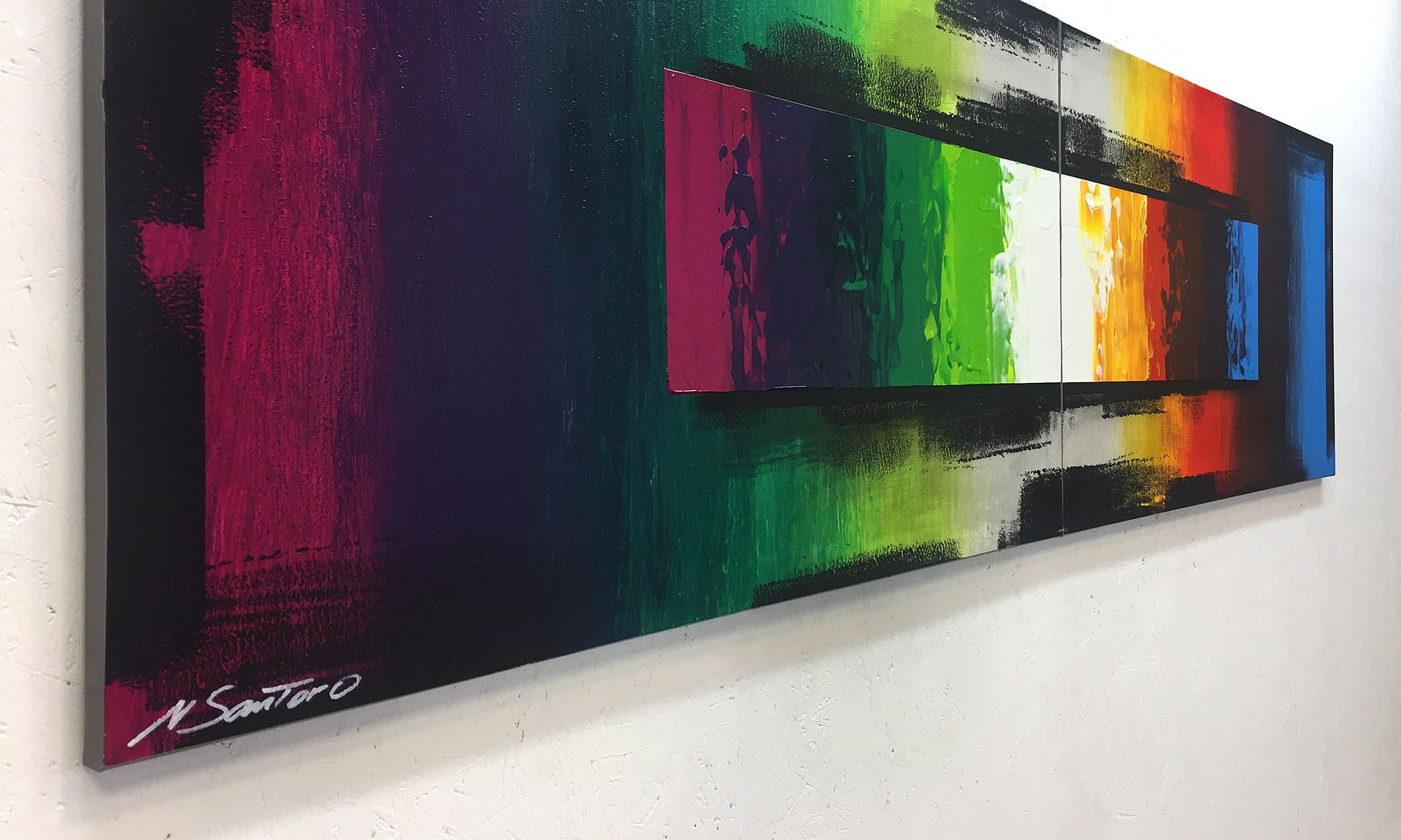 WandbilderXXL Gemälde Color Drive 200 x 60 cm, Abstraktes Gemälde, handgemaltes Unikat