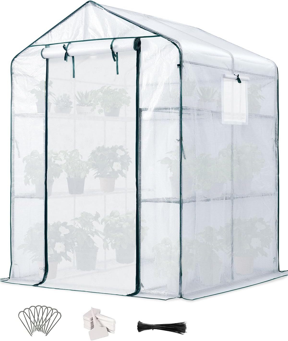 DOTMALL Tomatengewächshaus Gewächshaus 143x143x195cm,Stabil Foliengewächshaus weiß | Rabatt: 28%