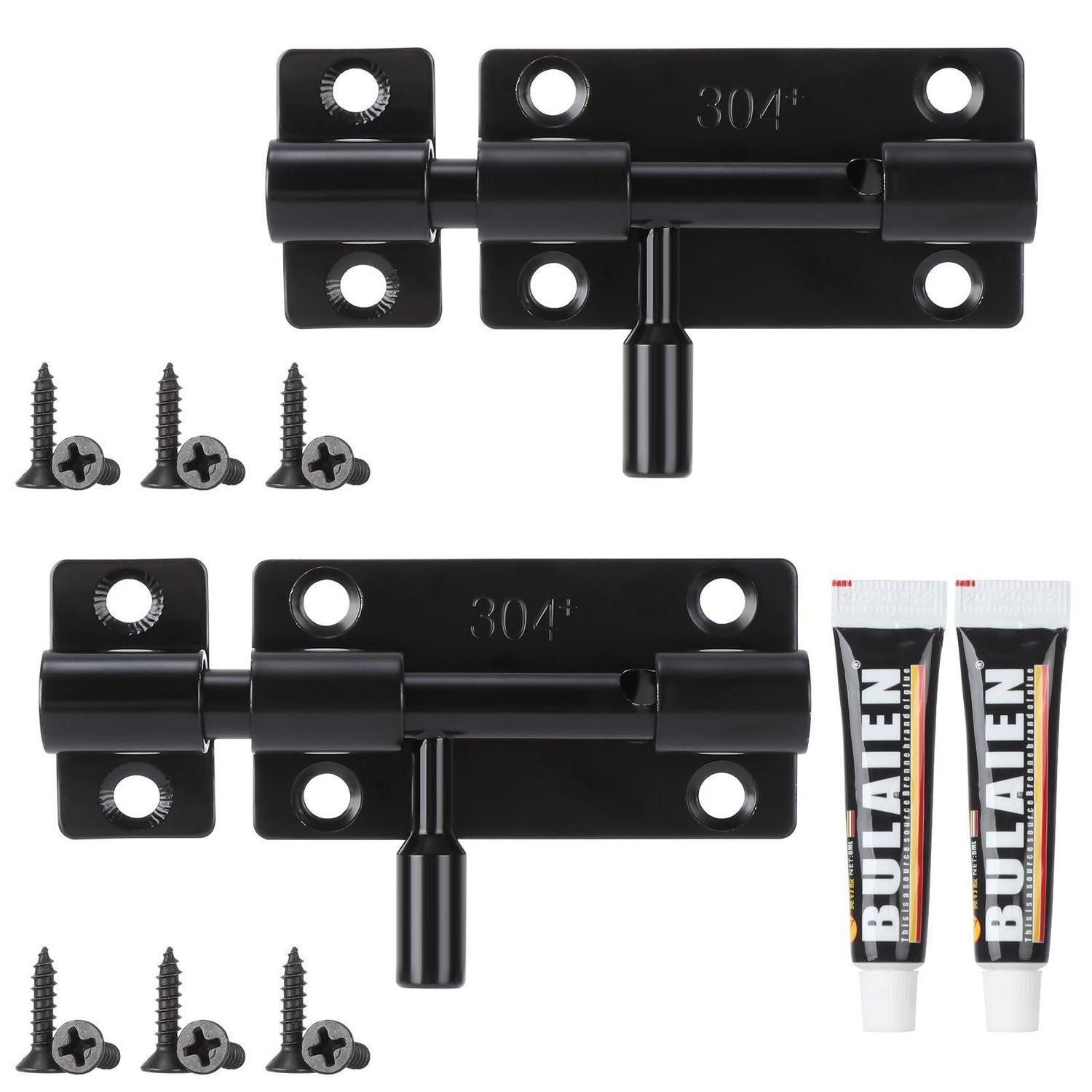 LuxusKollektion Türriegel Türriegel Edelstahl Schwarz 2 Stück