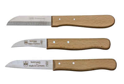 RÖR Messer-Set 10108-3, Schäl-/Küchenmesser - 3-teilig, Natur-Buchenholzgriff - Made in Solingen
